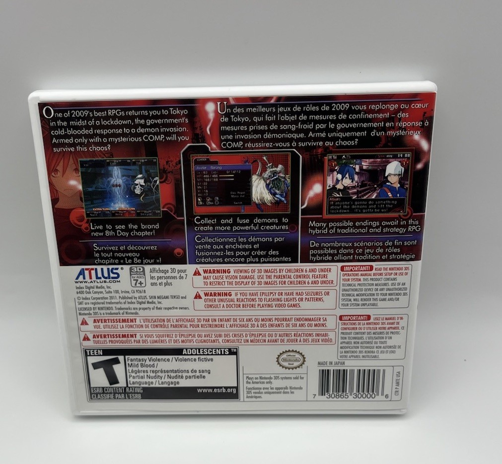 Shin Megami Tensei: Devil Survivor Overclocked (Nintendo 3DS, 2011) No Manual