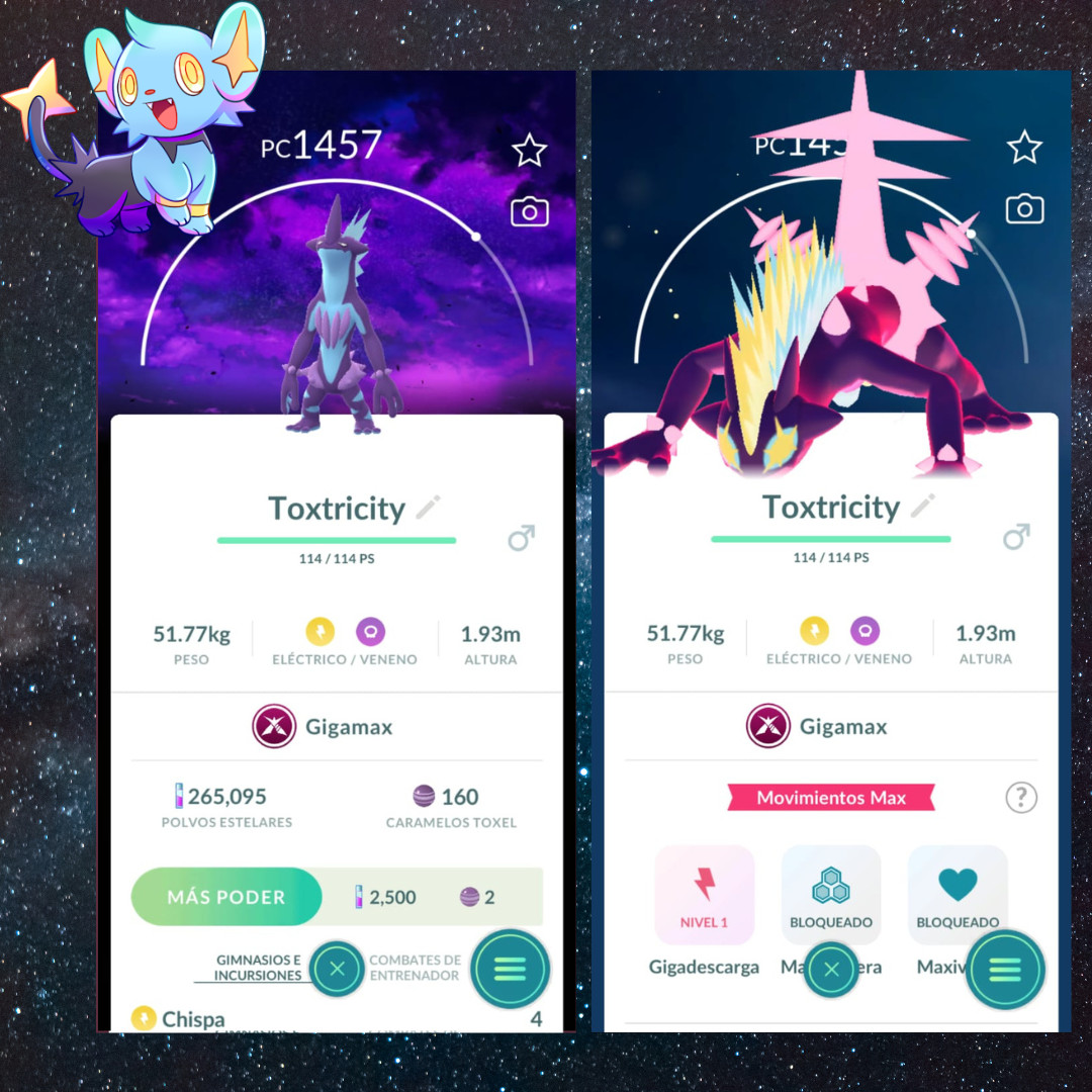Toxtricity Gigamax Dark Skies Background- Registered or 30 Day Trade, Pokémon Go