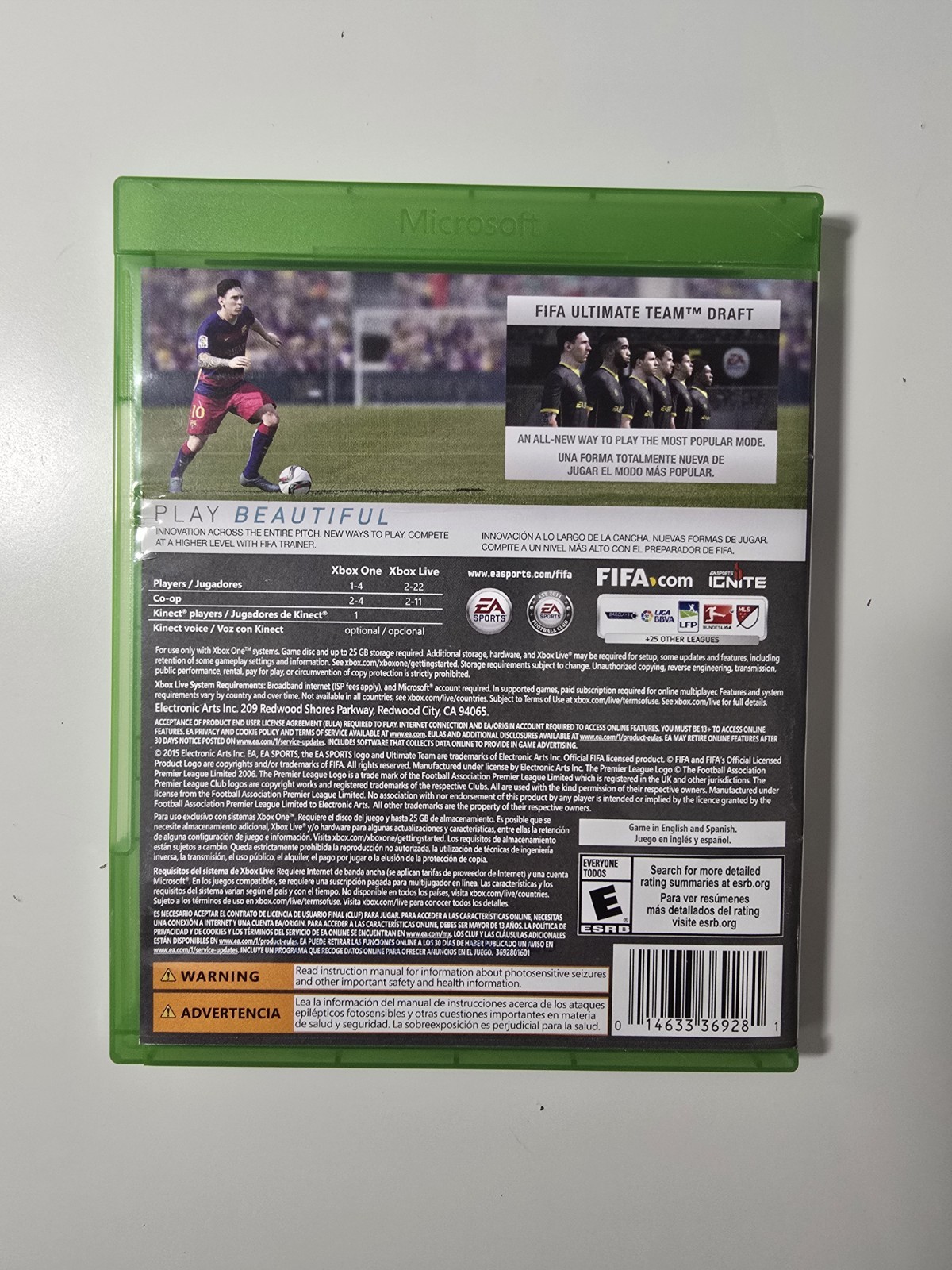 EA Sports FIFA 16 Xbox One E Soccer Sports Game Online Play NTSC-U/C
