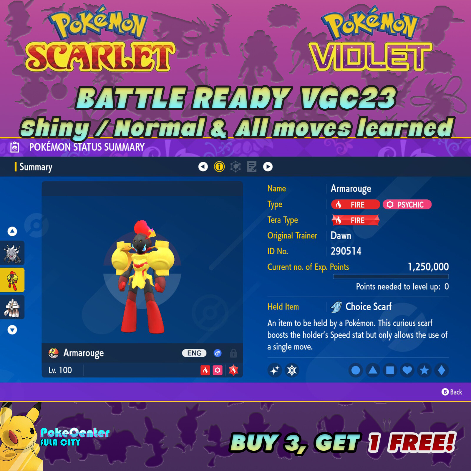 ARMAROUGE ⚡ POKEMON SCARLET VIOLET ⚡ SHINY/NORMAL ⚡ 6IV BATTLE READY VGC 23 ⚡