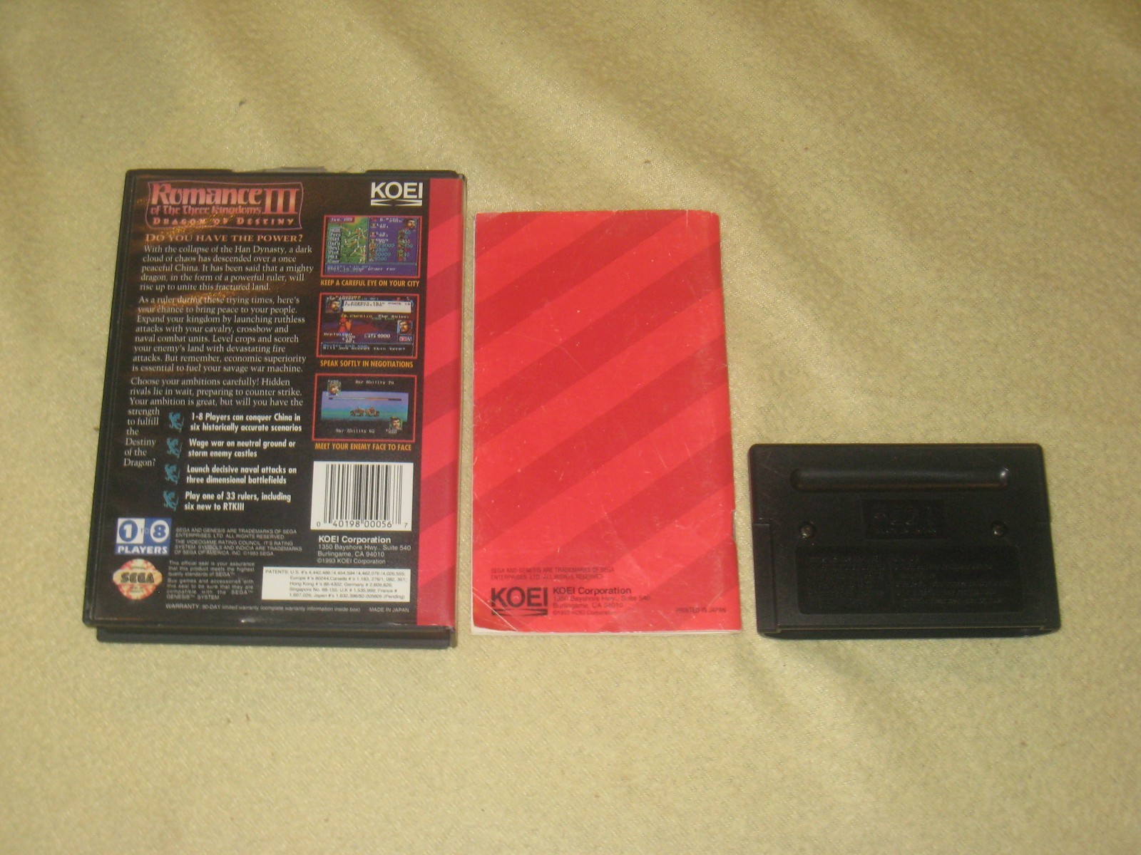 Romance III: Dragon Complete (No Map) for Sega Genesis. Authentic. Clean/Test.