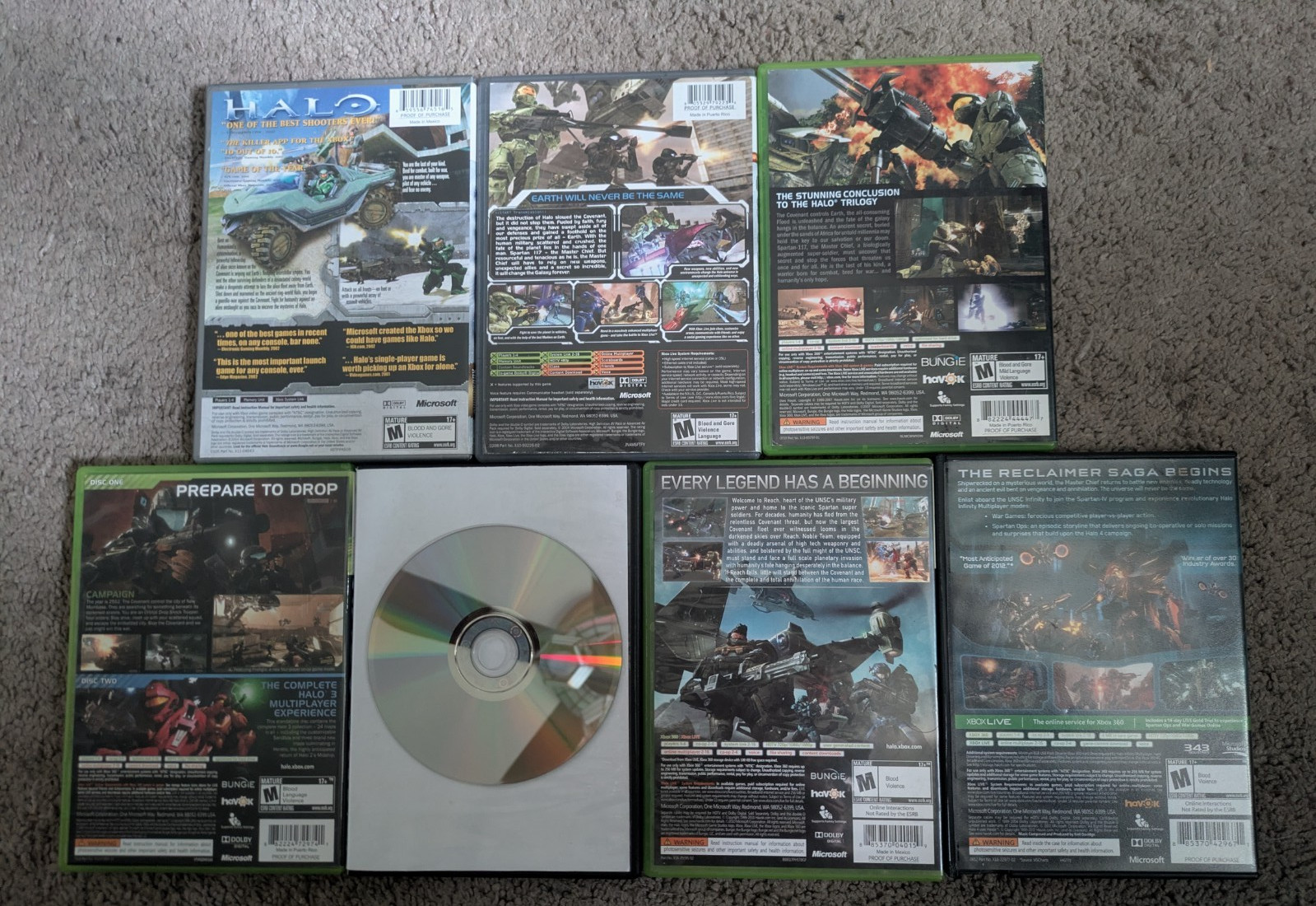 Halo Game Lot (Microsoft Xbox/Xbox 360, 2001-12) ****TESTED****