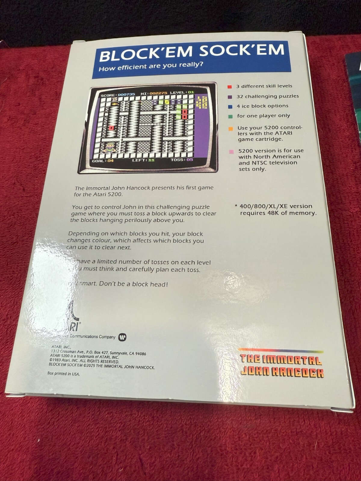 Atari 5200 Block’em Sock’em New Puzzle Game Autographed and Numbered