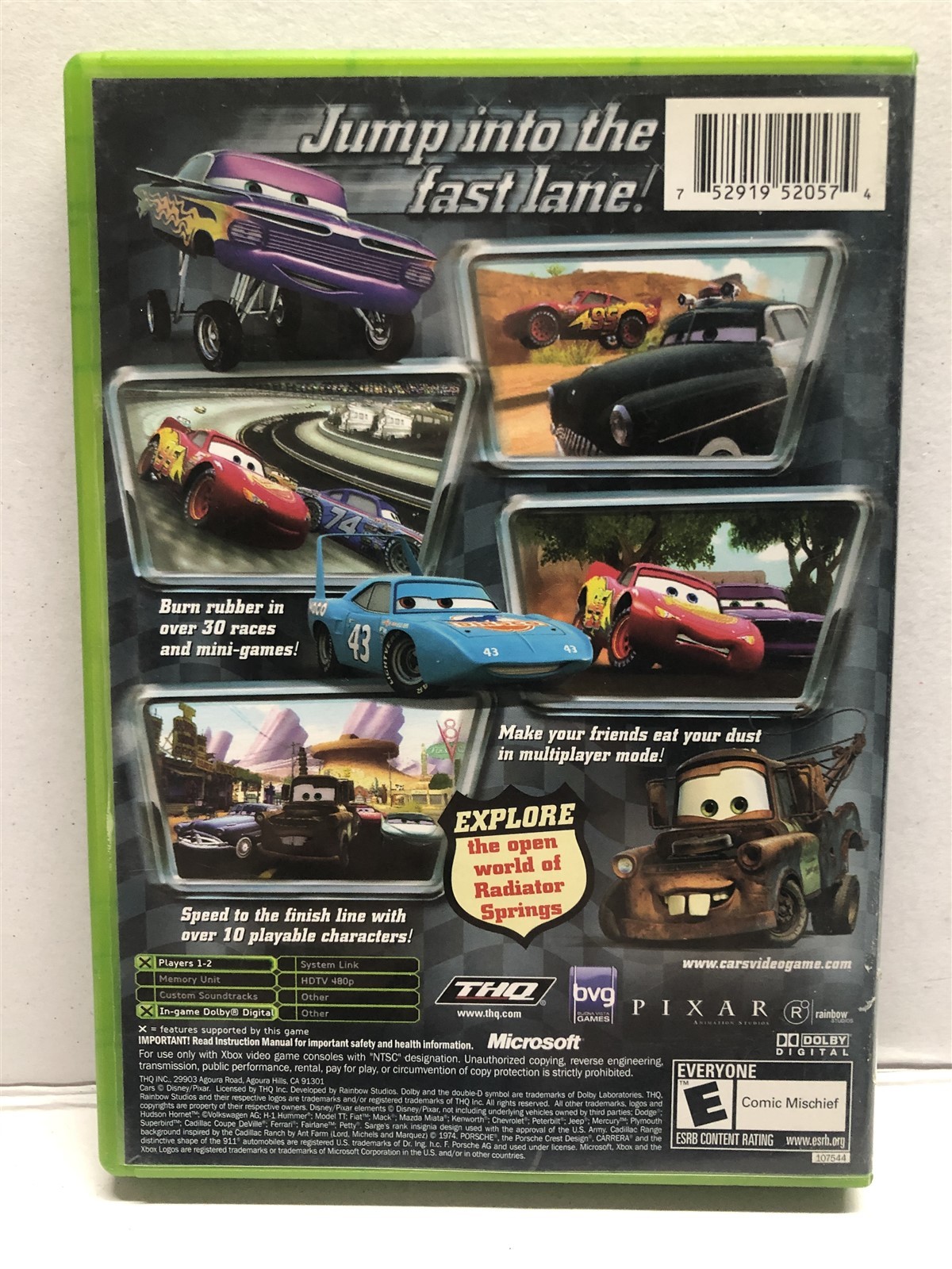 Cars (Microsoft Xbox, 2006) Family Kids Game – Complete w/ Manual – Tested