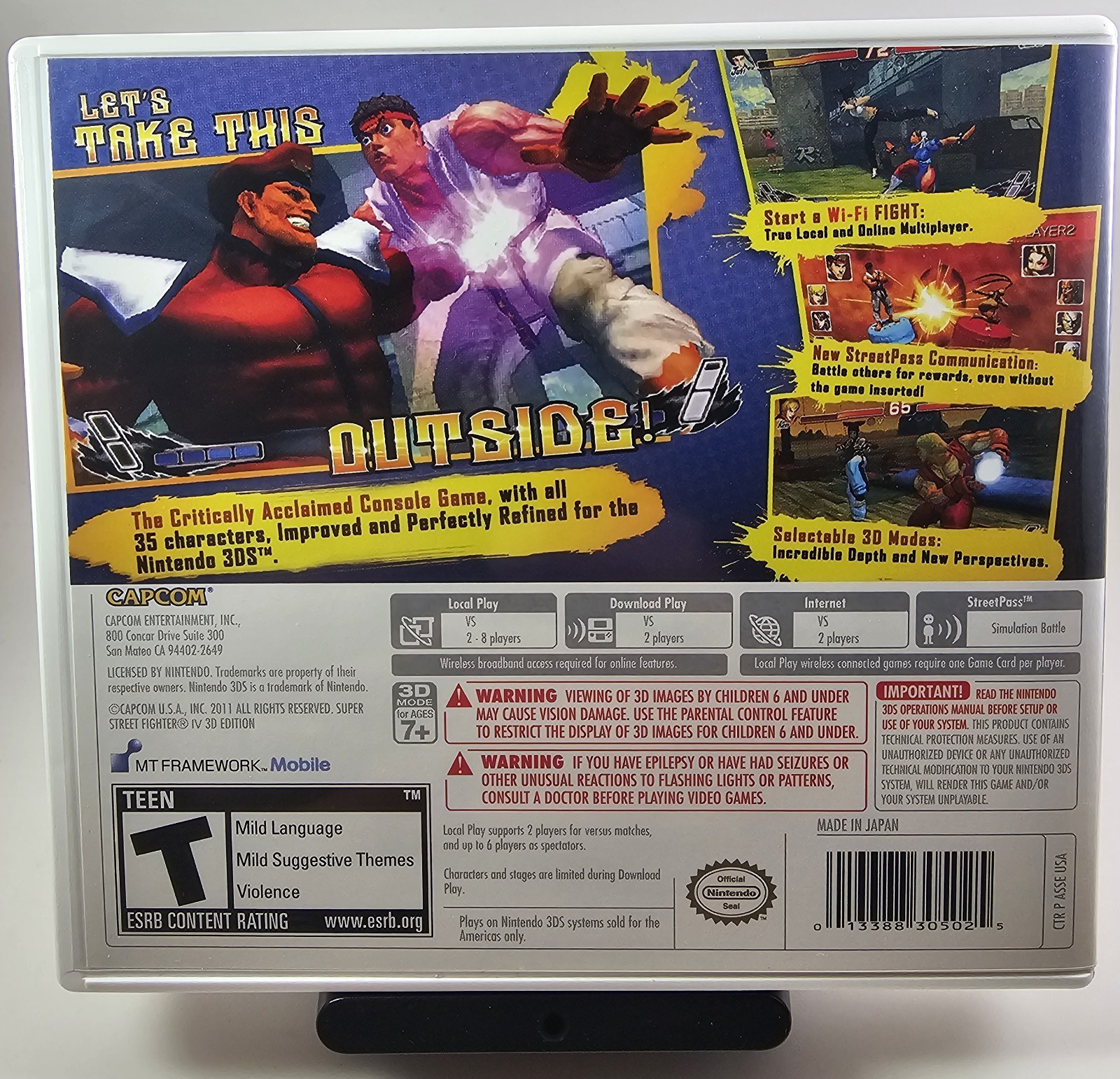 Super Street Fighter IV 3D – CiB – Lenticular Slip Cover *READ* Nintendo 3DS