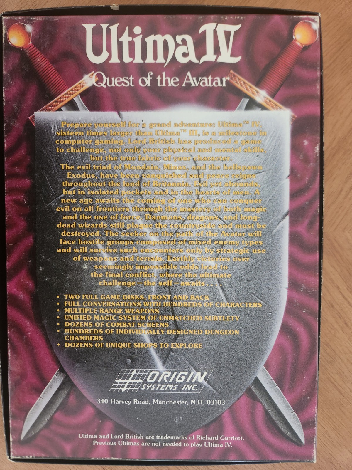 Origin Systems Ultima IV: Quest of the Avatar Commodore 64 Role Playing Map