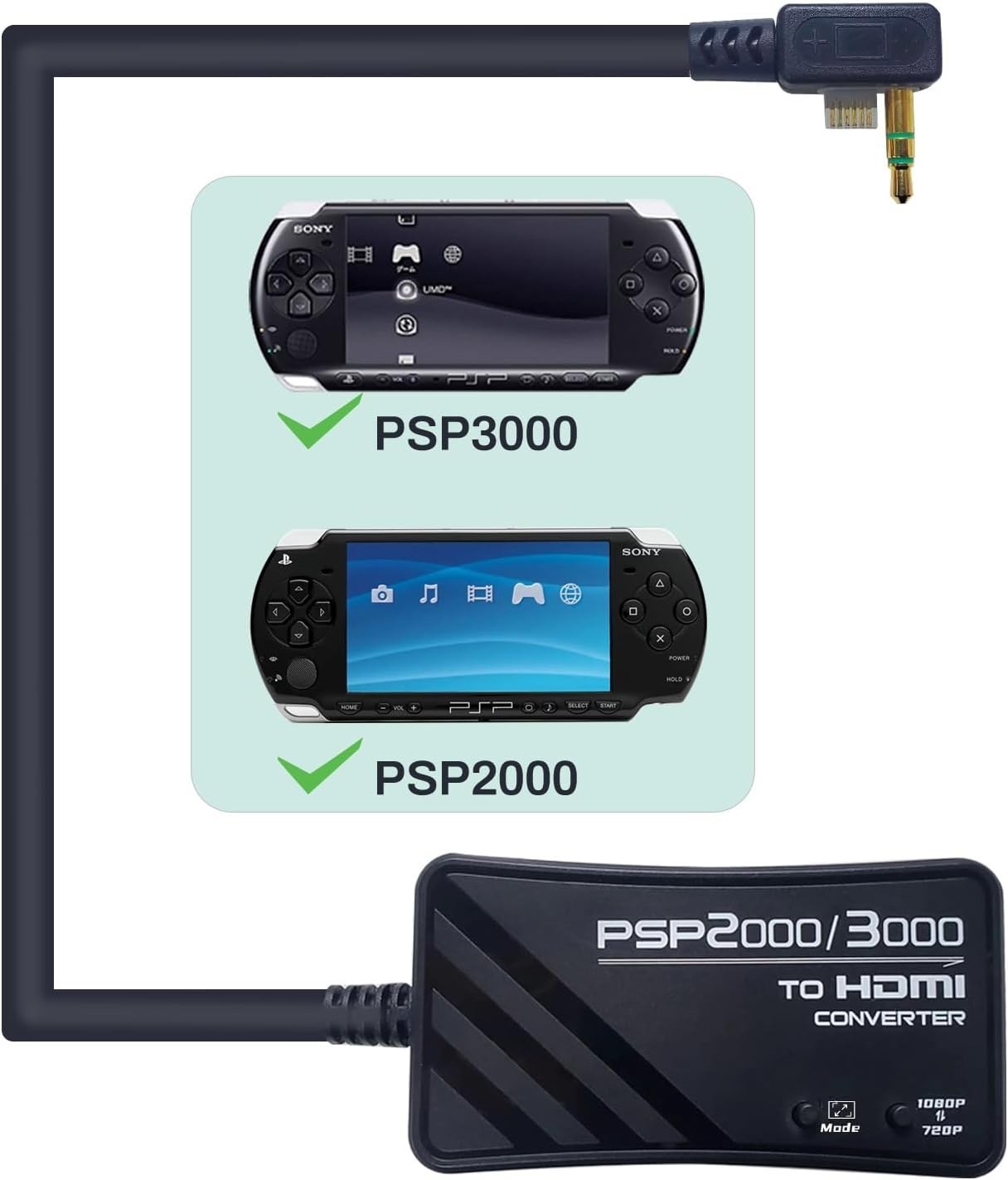 PSP2000/PSP3000 to HDMI Converter, HDMI Cable for PSP2000/PSP3000 Handheld Conso