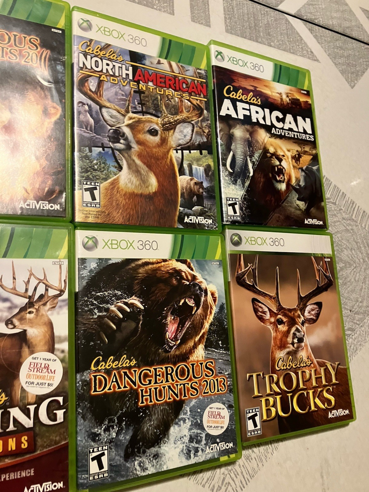 Cabelas Xbox 360 8 Game Lot Big Hunter, Dangerous Hunts, African, Survival