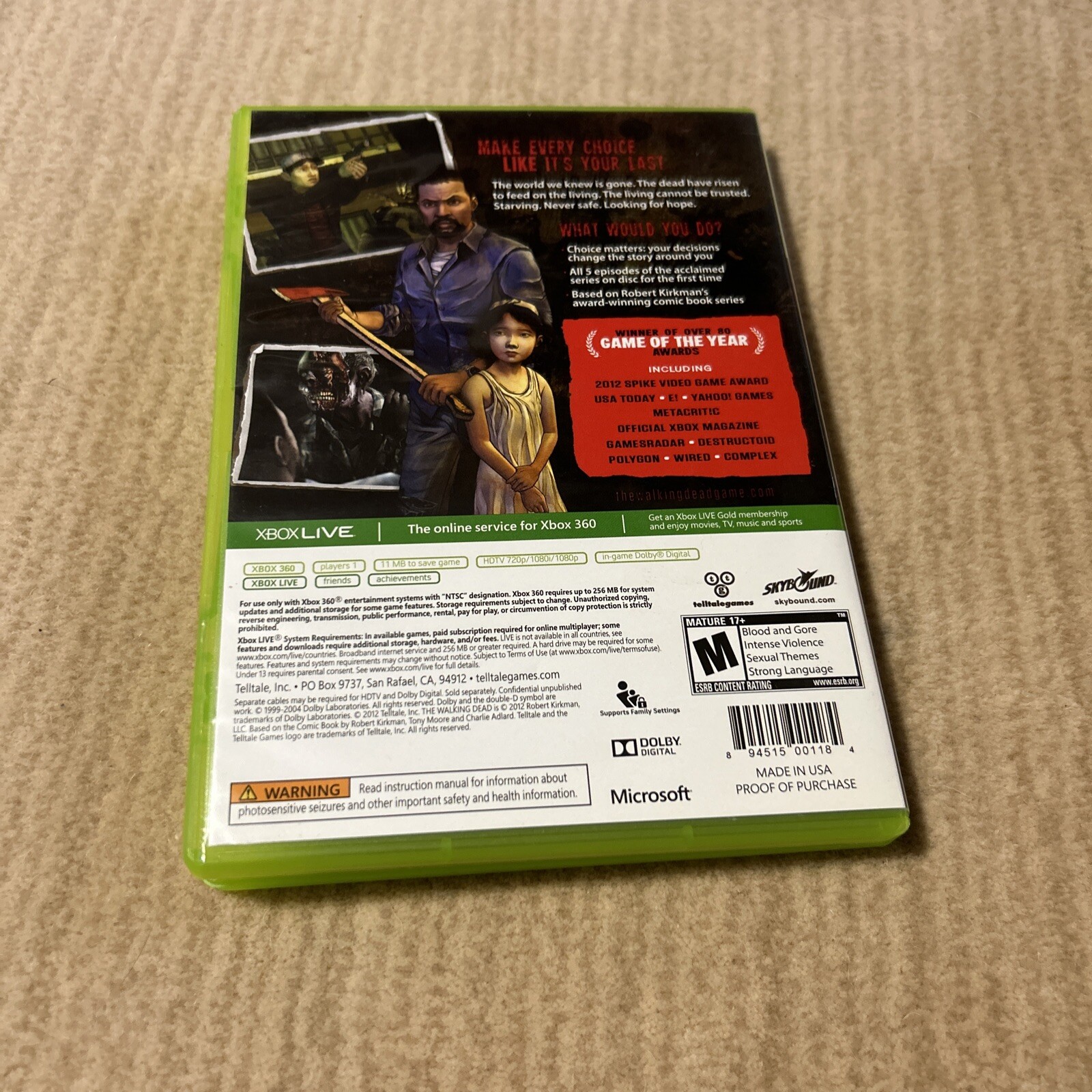 The Walking Dead: A Telltale Games Series (Microsoft Xbox 360, 2012)