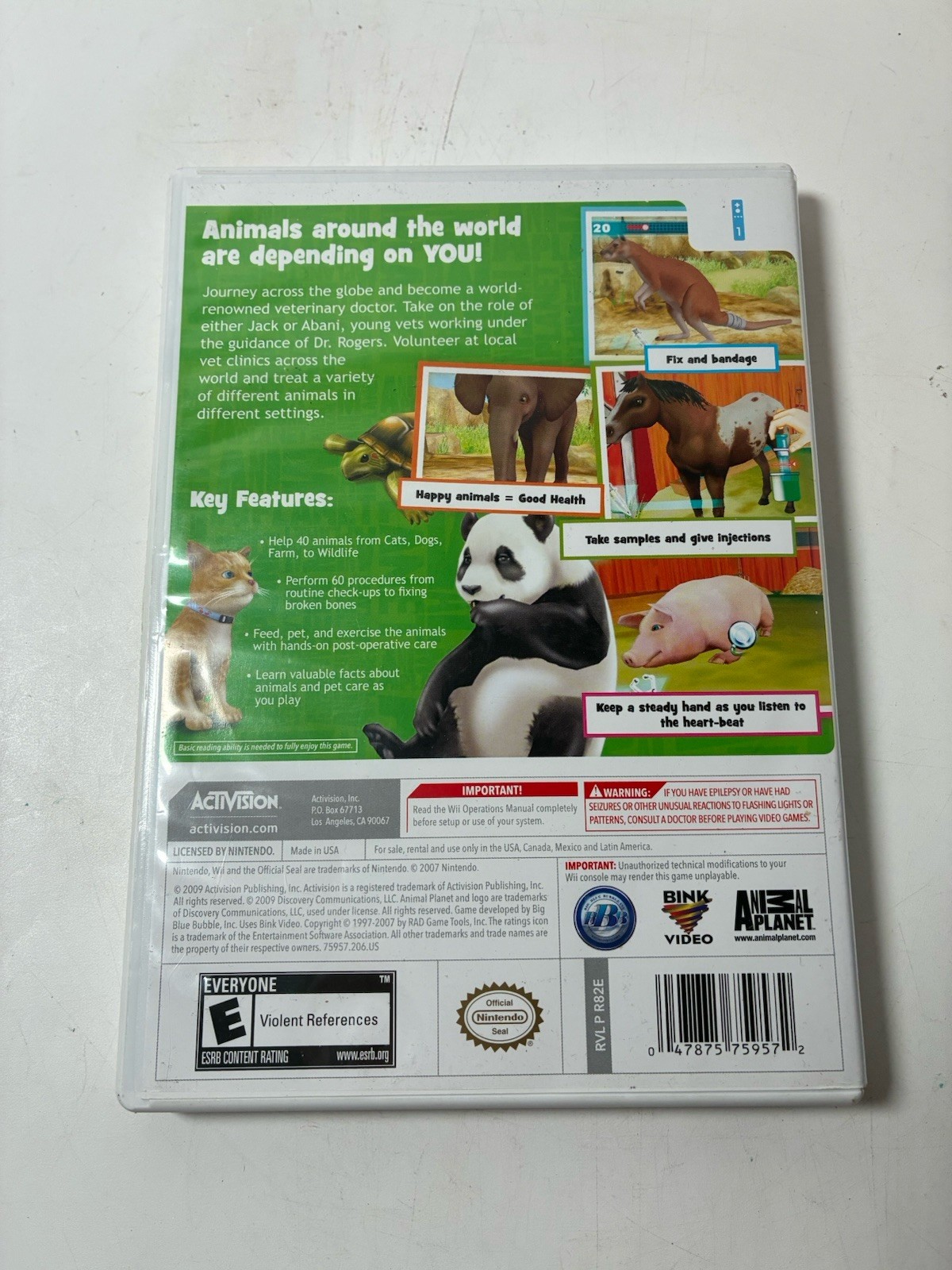 Nintendo Wii Animal Planet: Vet Life Video Game Tested Working