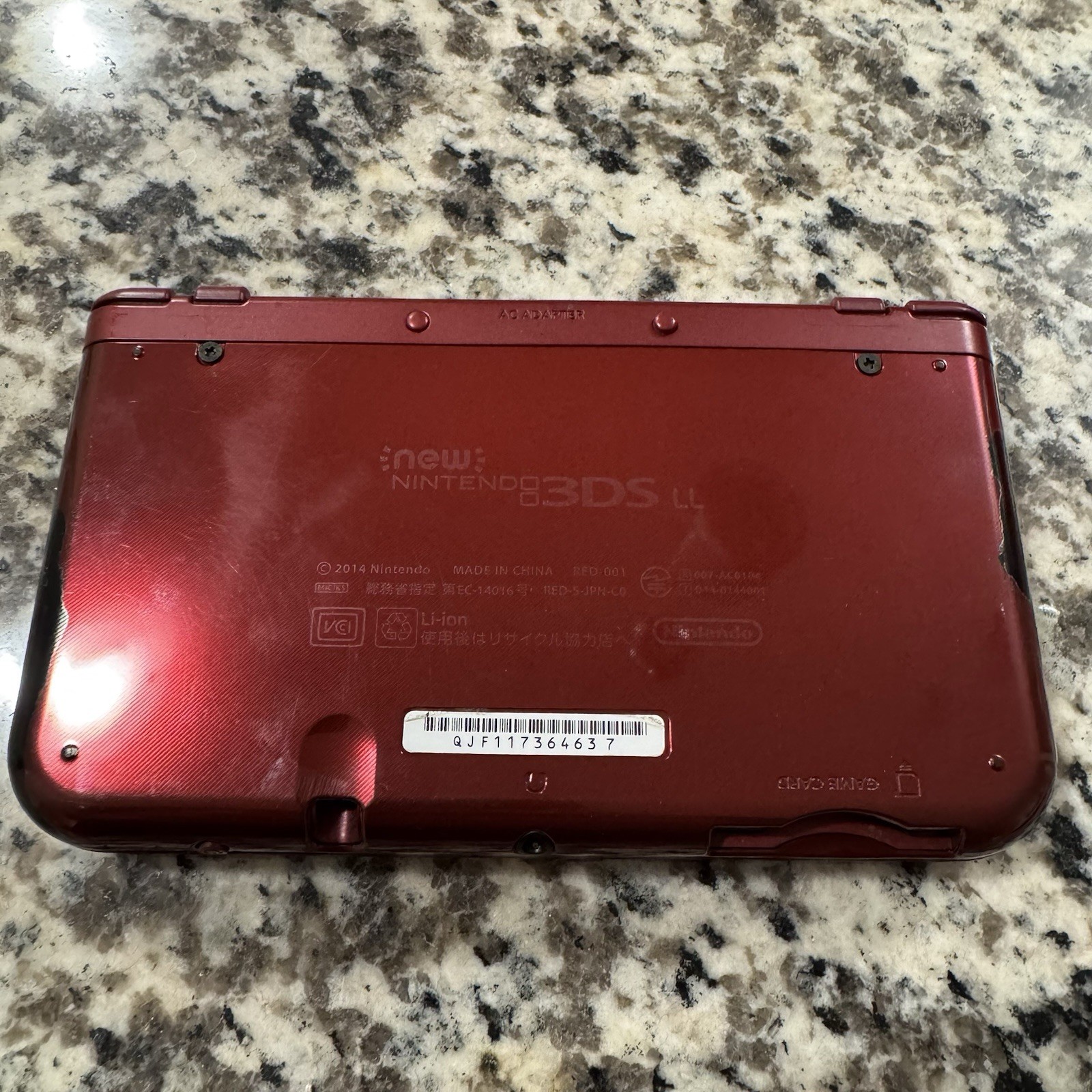 Double IPS New Nintendo 3DSLL W/ Loopy Capture Card, Metallic Red & Metal Shell