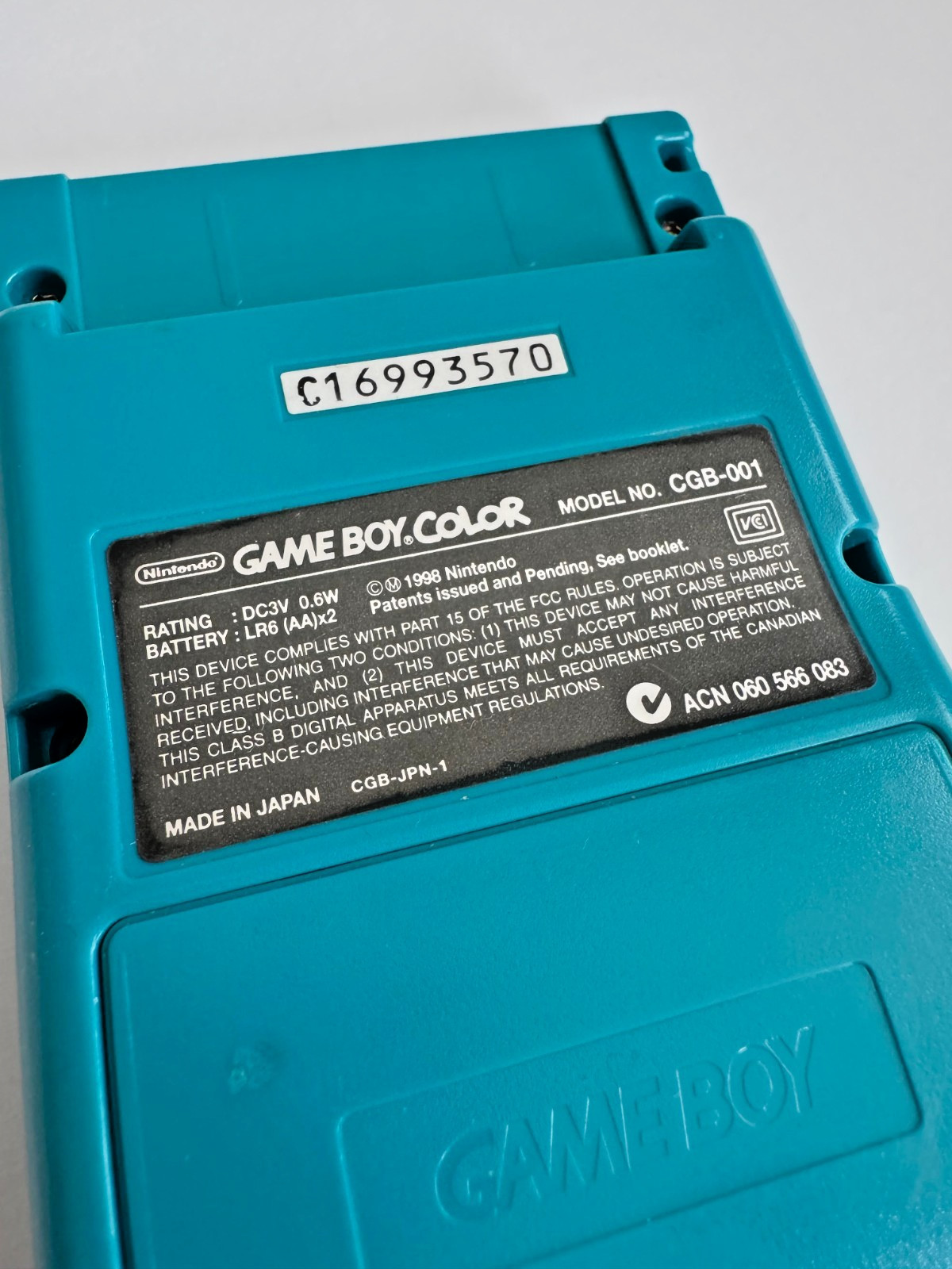 Nintendo Game Boy Color in Light Blue/Teal with Original Box (Tested, Working)