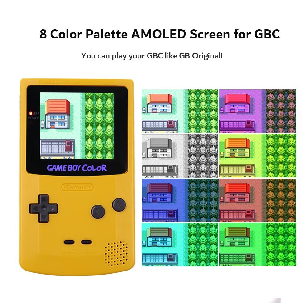 GBC AMOLED OLED Touch Screen Rechargeable Battery Li-ion White Kit For GameBoy