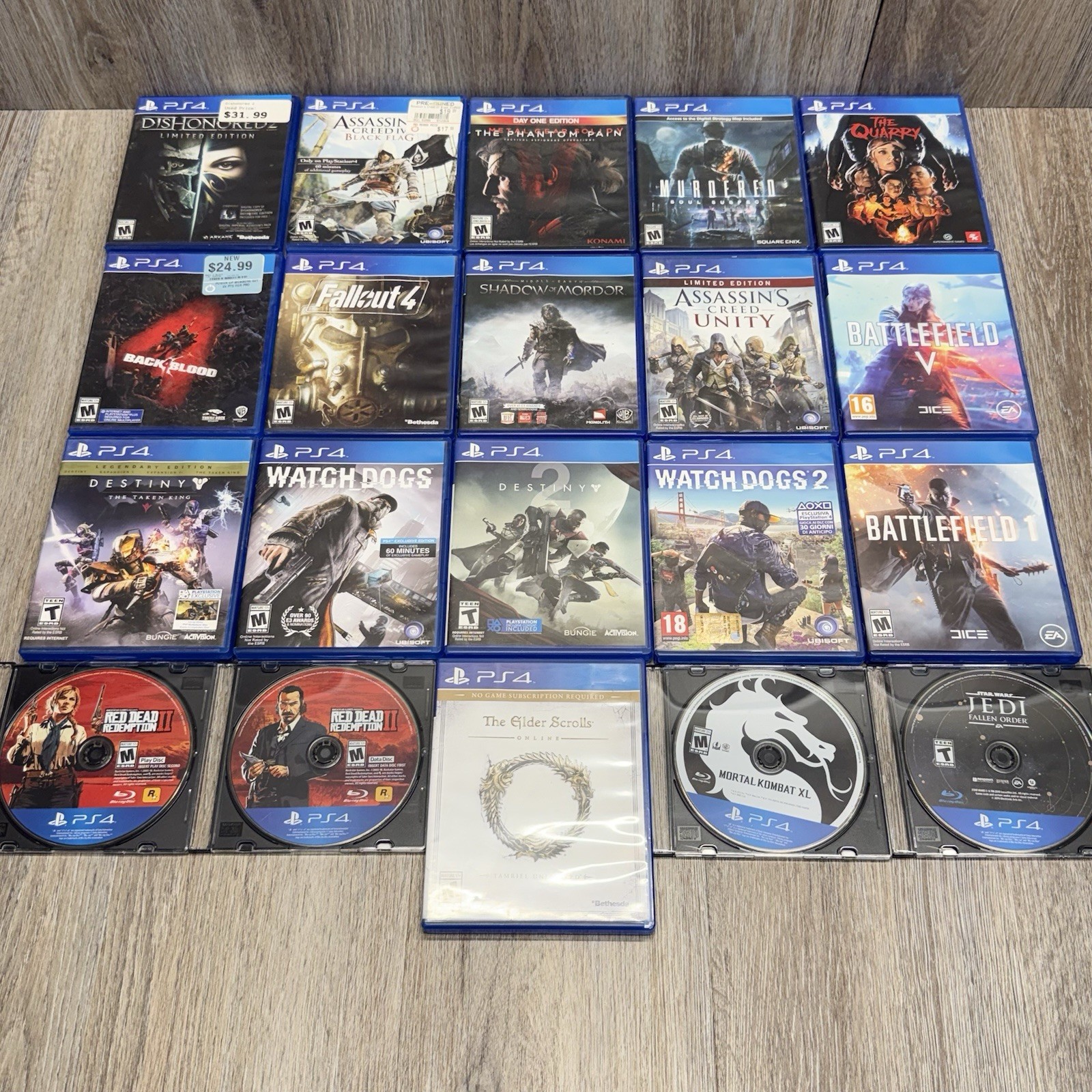 Sony PlayStation 4 PS4 500GB Black Console Bundle 20 Games 2x Controllers HDMI