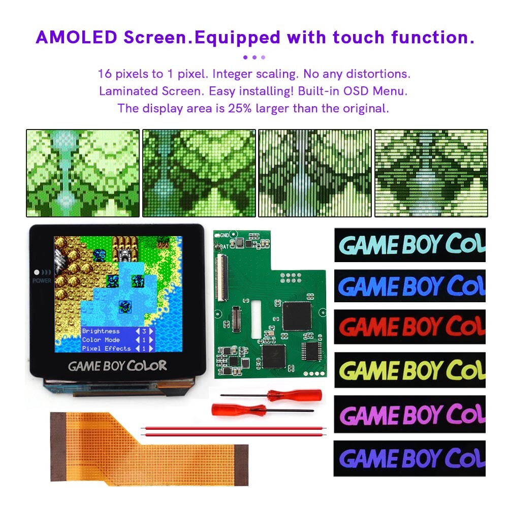 GBC OLED AMOLED Laminated Touch Screen OSD RETRO PIXEL Kit For GameBoy Color