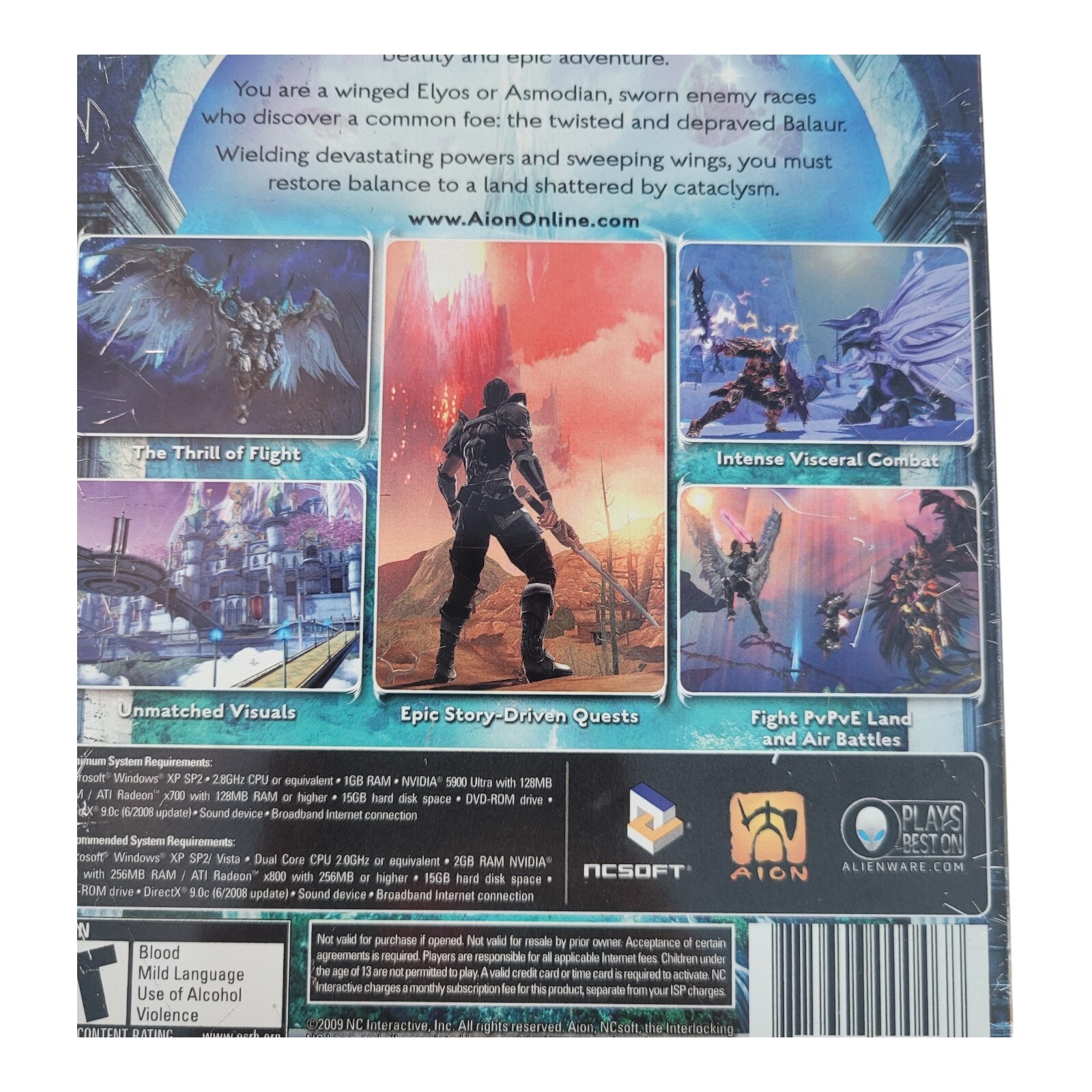 Aion PC DVD-ROM Online Game 2 Disc Manual 2009 CIB NCsoft Alienware TESTED Works