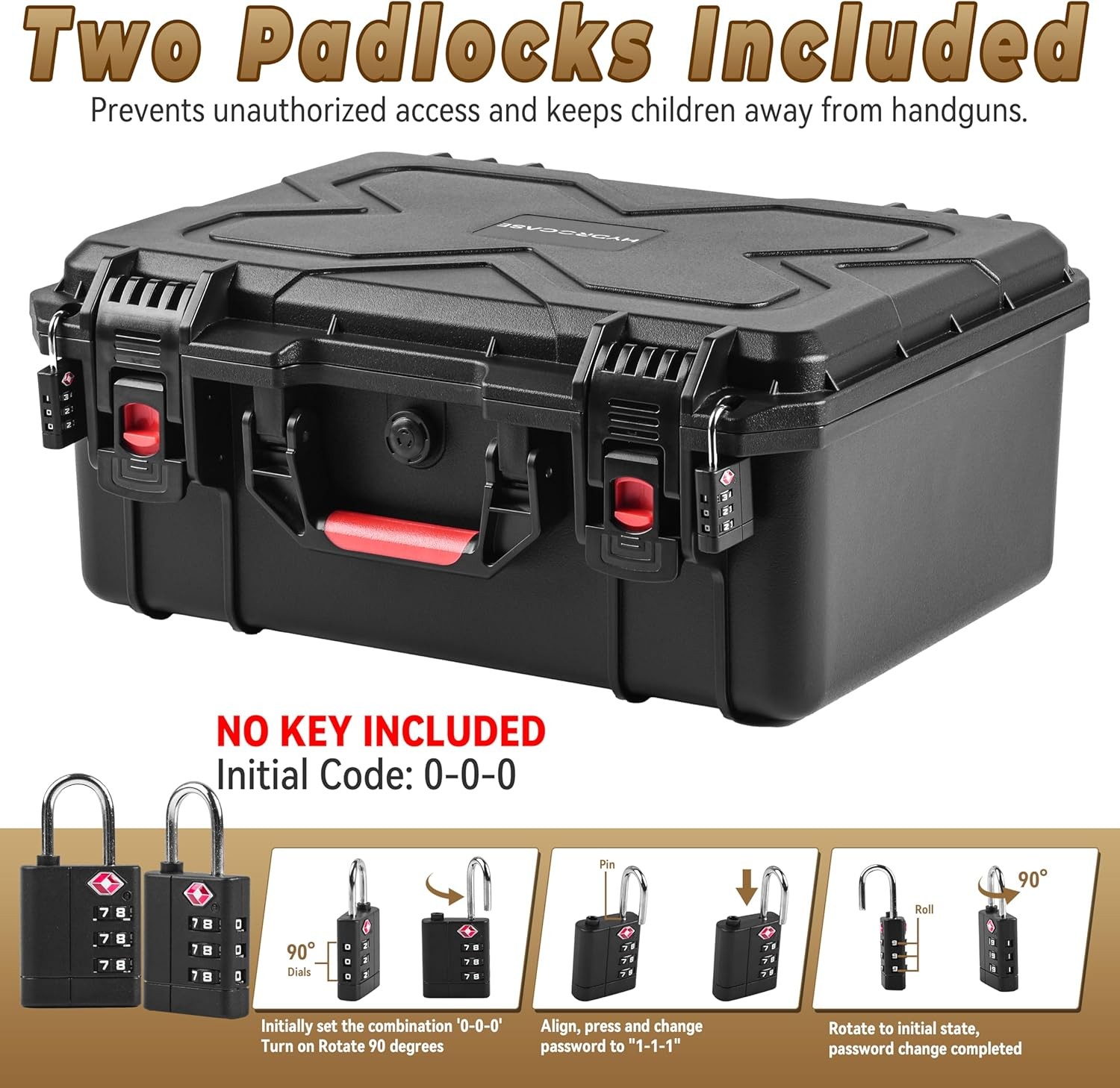 TSA Approved Pistol Gun Case for Multiple Handguns Hard Waterproof Travel Case