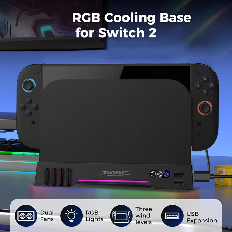Cooling Station for Nintendo Switch 2: Plug & Play Dual-Fan Dock for Performance