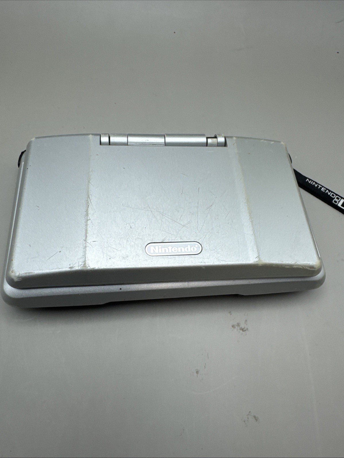 Nintendo DS Silver System Tested & Working – Fat Original – Cracked Hinge