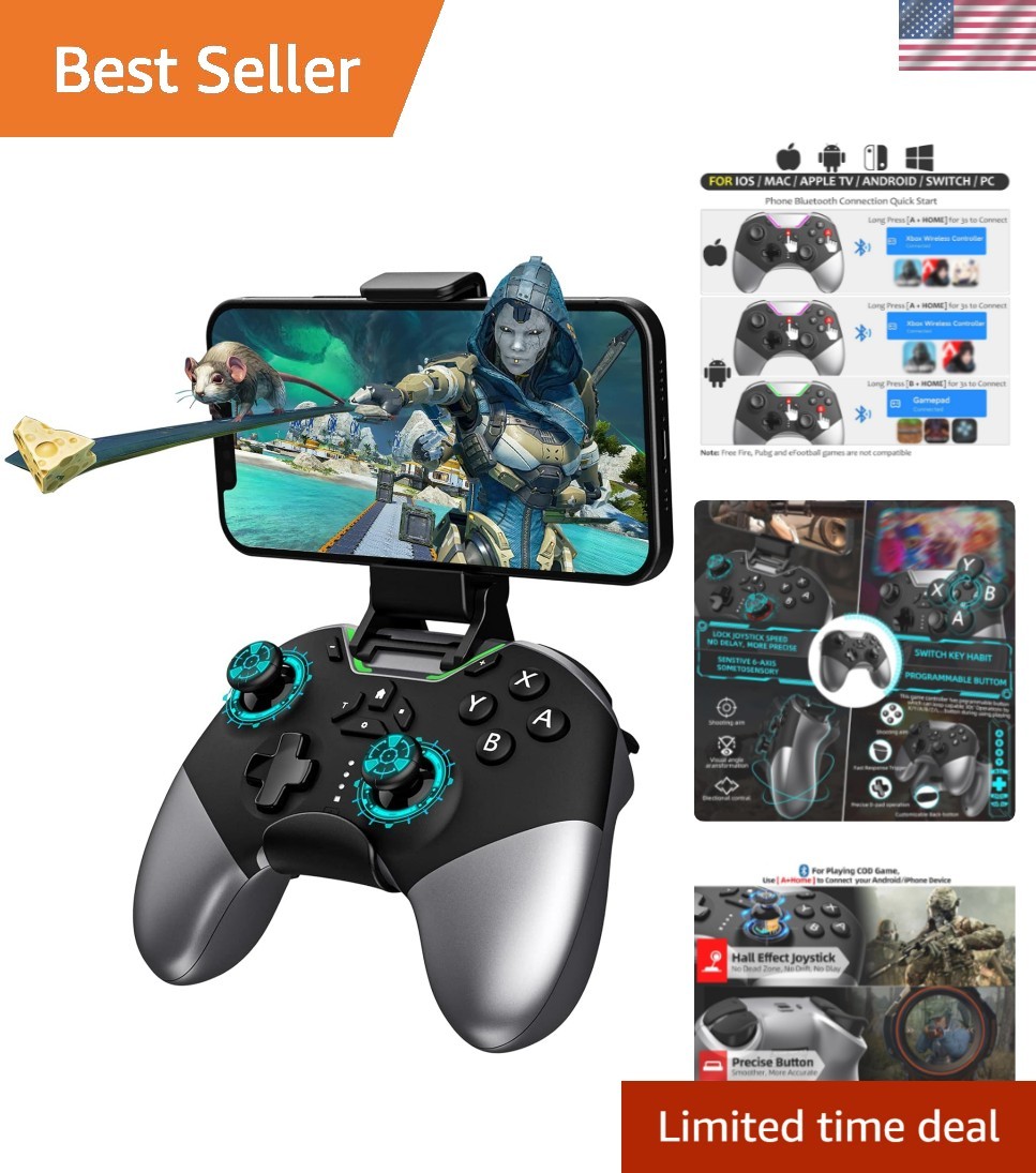 Bluetooth Controller for Switch/PC/iPhone/Android/Apple Arcade MFi Games/TV/S…