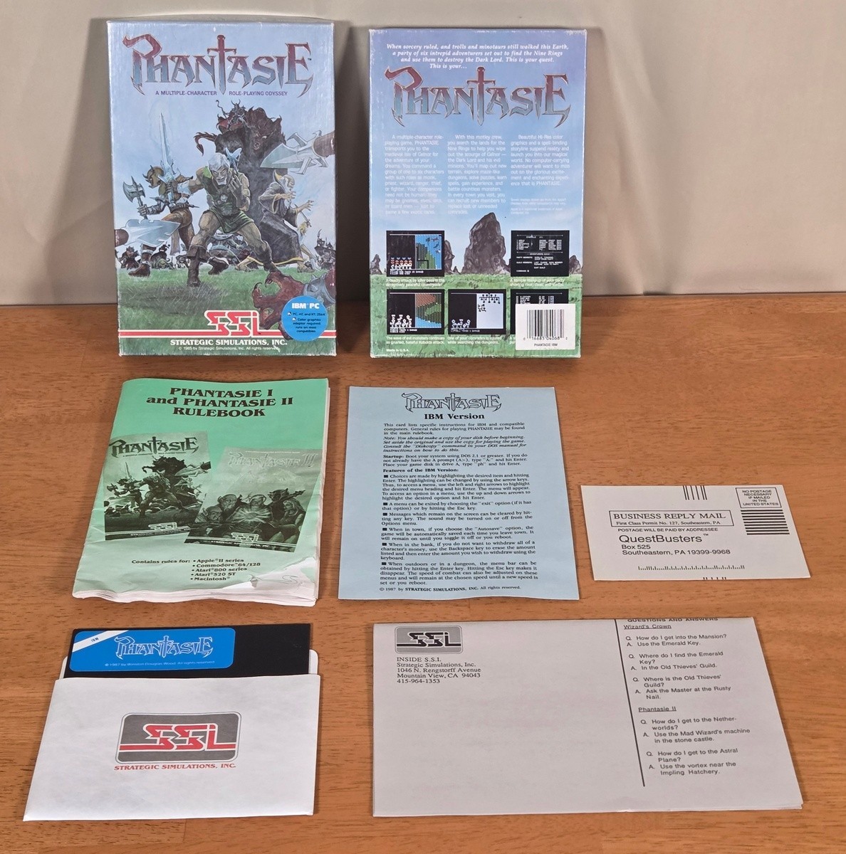 Phantasie SSI IBM PC Big Box Game 1987 Complete CIB 5.25″ Floppy Disk