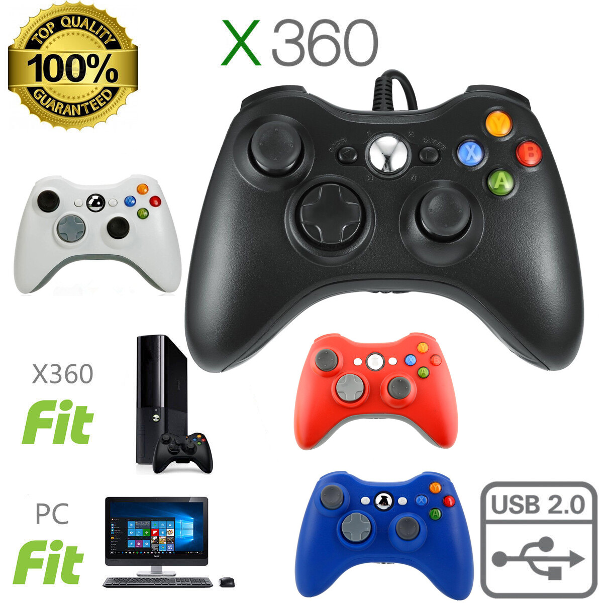 Gamepad Microsoft Xbox 360 Wired Controller Joystick Controller PC Windows USB