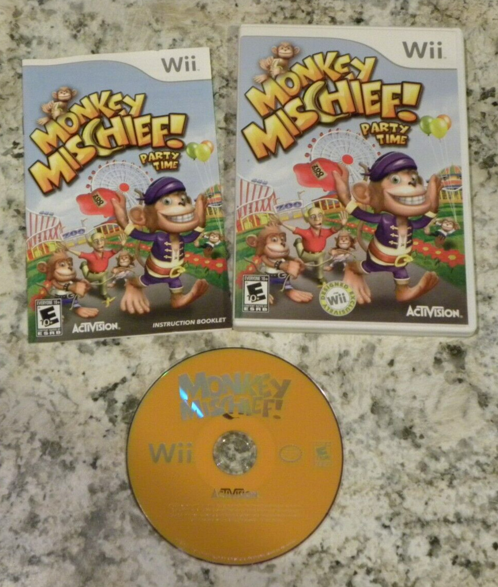 Monkey Mischief Party Time (Nintendo Wii, 2008) CIB Complete w/ Manual Tested