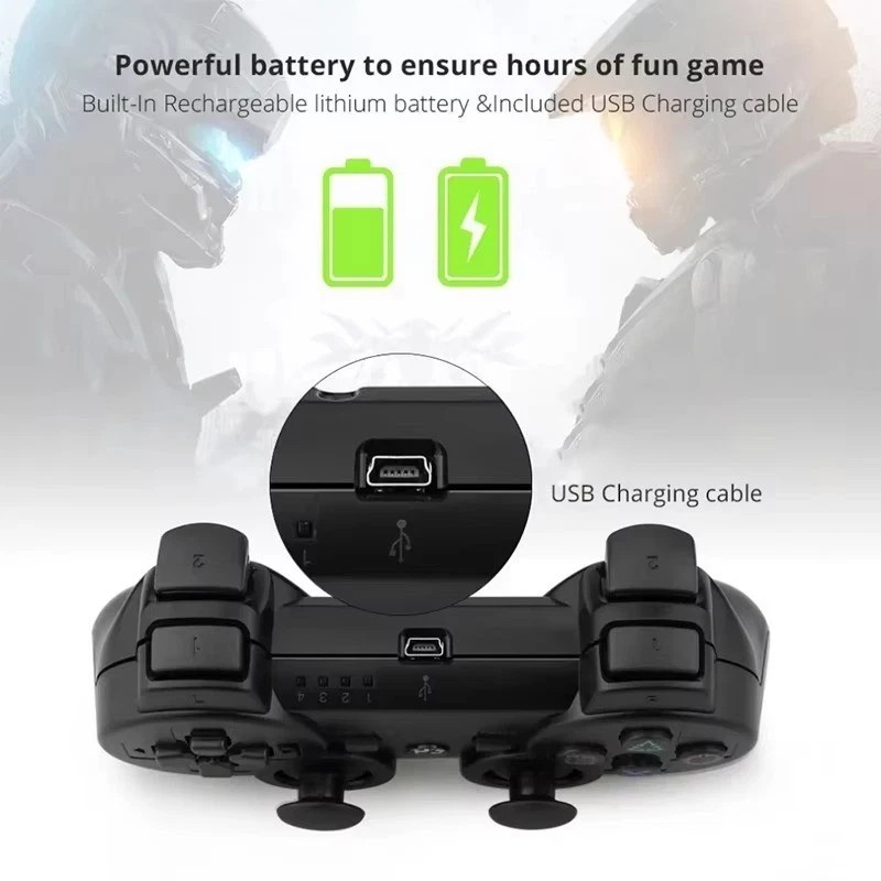 2x Black Wireless Bluetooth Video Game Controller Pad For Sony PS3 Playstation 3