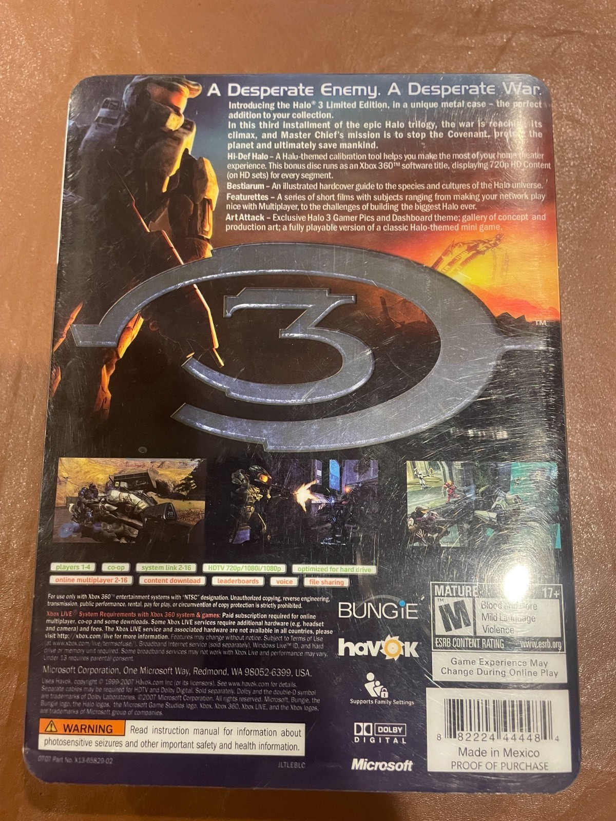 Halo 3 Limited Collector’s Edition Xbox 360 Metal Case Complete