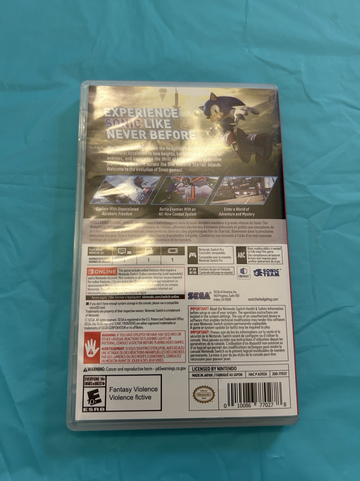 Sonic Frontiers (Nintendo Switch) tested and works