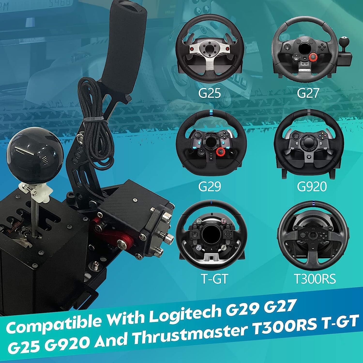 PC USB Simulator Shifter Handbrake with H Gear Shifter for G29 G27 G920 T300RS