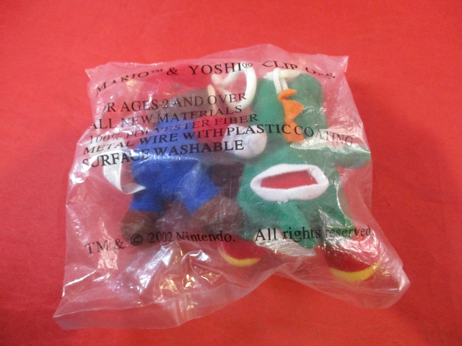 Mario & Yoshi Nintendo Clip-On Mini Plush Stuffed Figures BD&A Toysite NEW! 2002