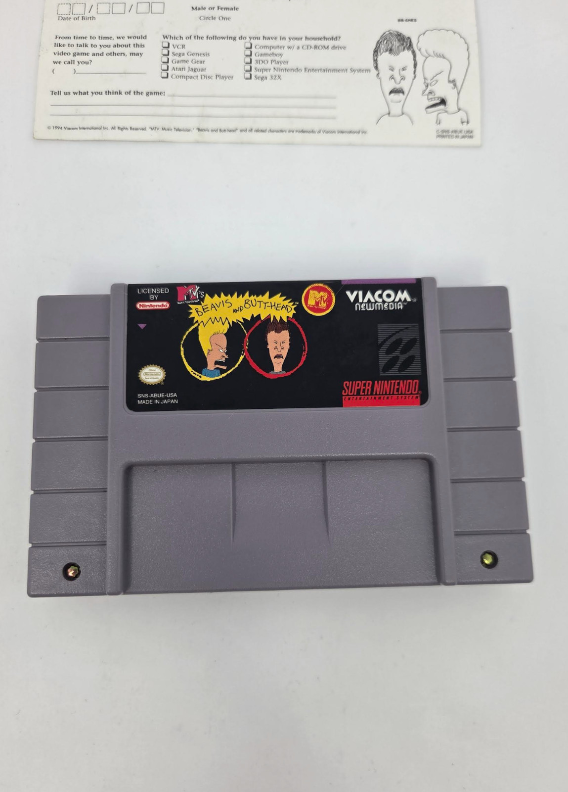 MTV Beavis and Butt-Head SNES Super Nintendo Game Manual Poster Inserts