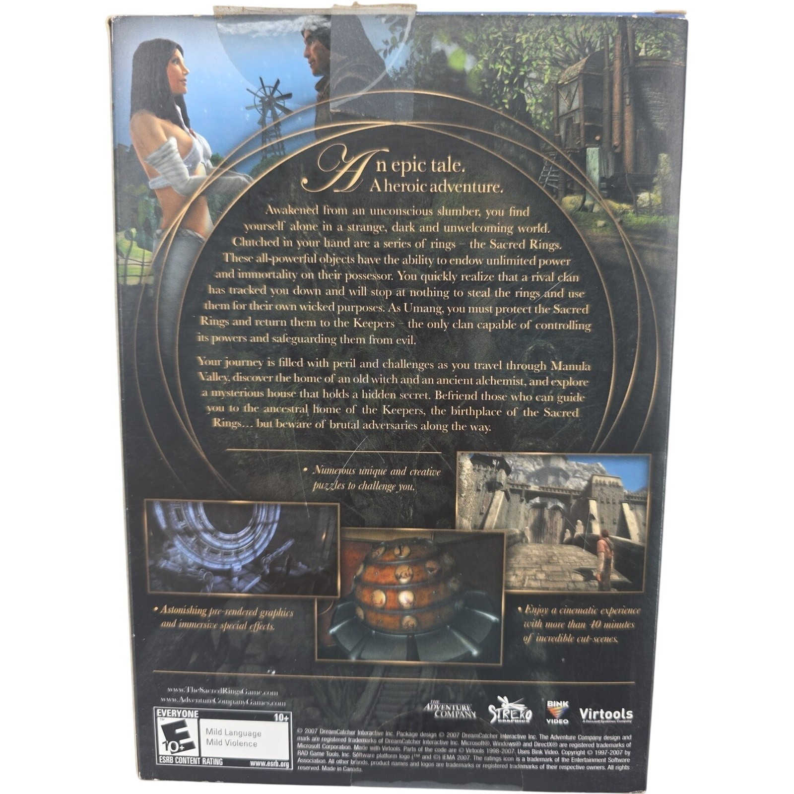 The Sacred Rings PC CD ROM 2007 Game 4 Disc Set The Adventure Company Tested