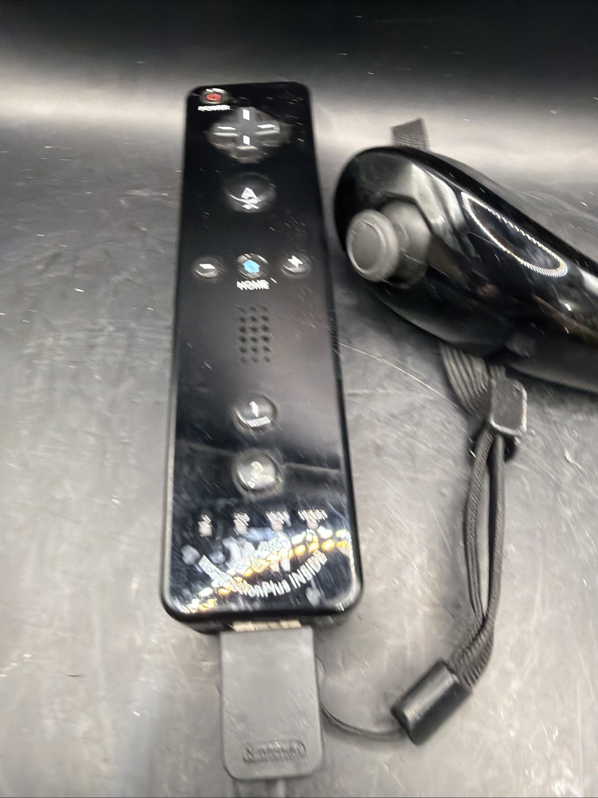 Nintendo Wii RVL-036 Motion Plus Black Remote Controller with Nunchuck Tested