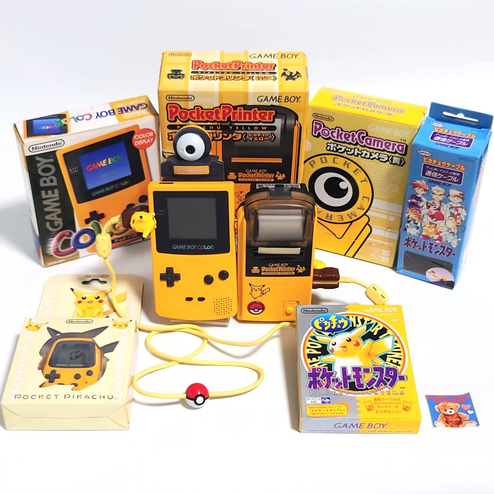 Nintendo Gameboy Color GB Pocket Printer Pikachu Camera Yellow w/Box Set Japan