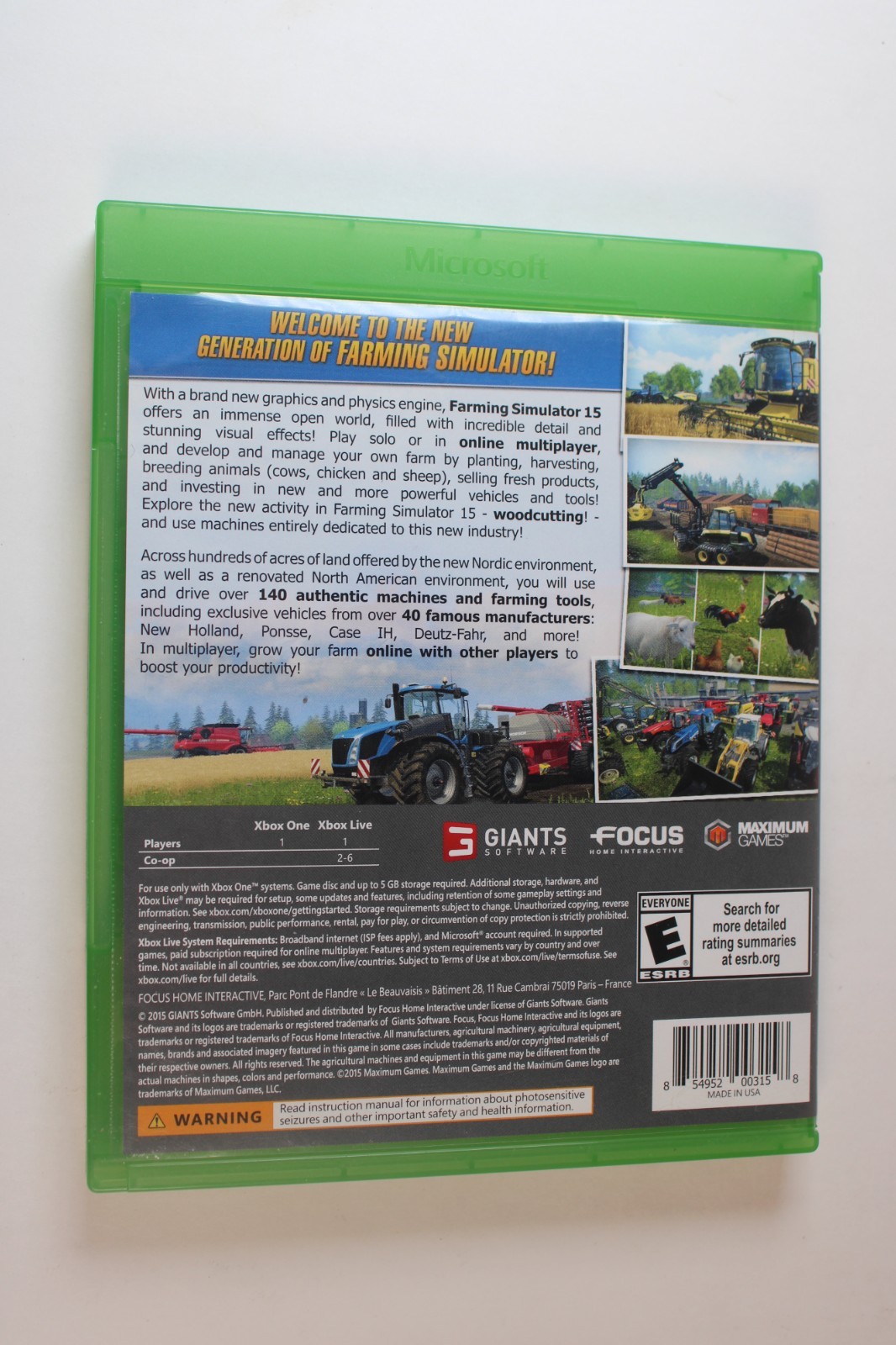 Farming Simulator 15 (Microsoft Xbox One, 2015) Authentic, Complete, Tested