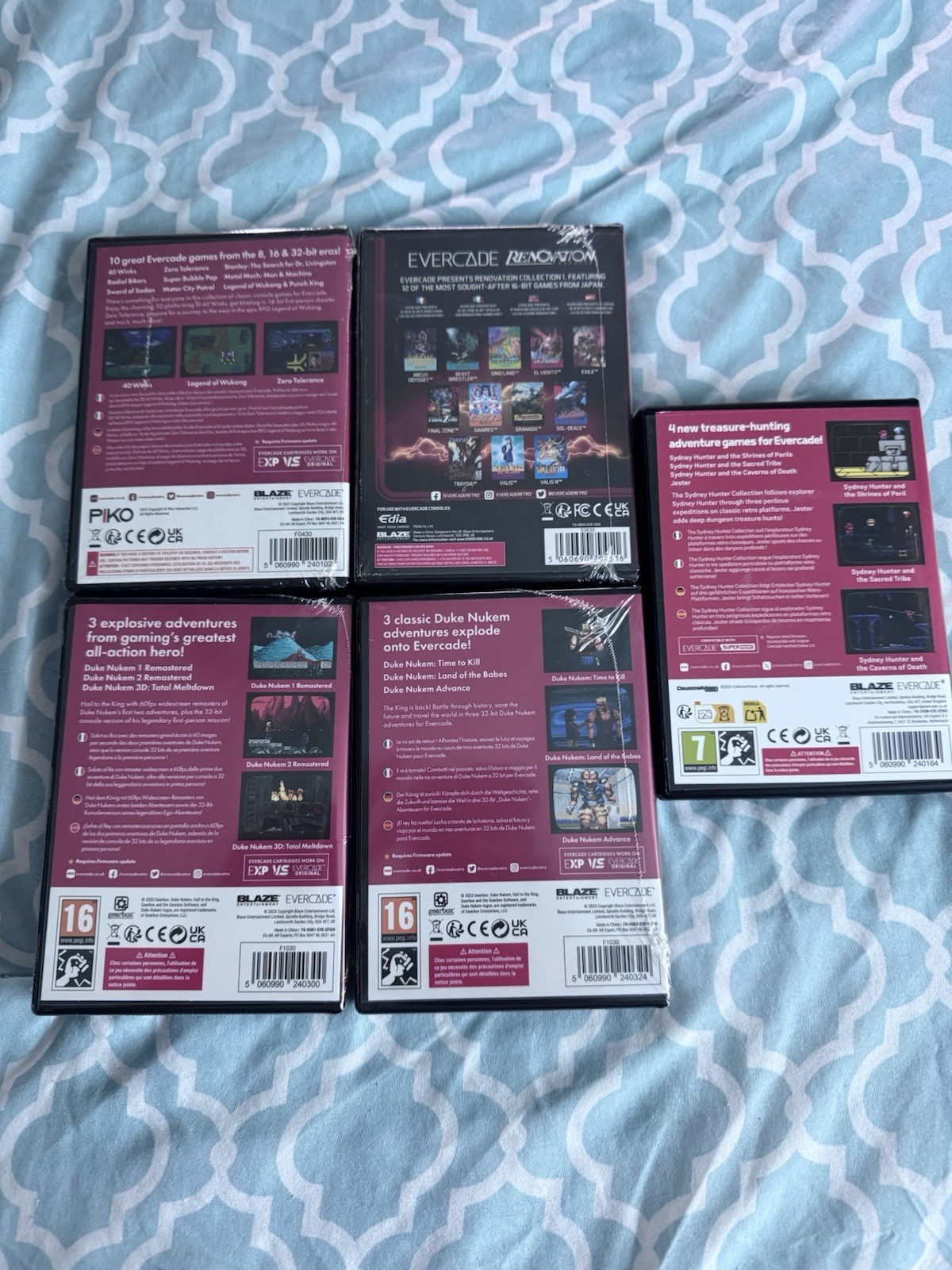 Evercade X5 Game Lot Renovation, Duke Nukem 1 & 2, Piko 3, Sydney Hunter CIB NEW