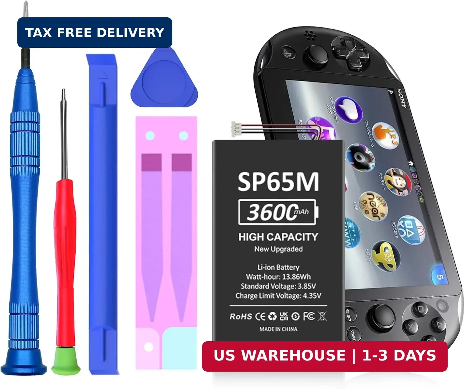 PS Vita SP65M Battery, (2026 Upgrade) 3600mAh High Capacity Li- Polyme Replaceme