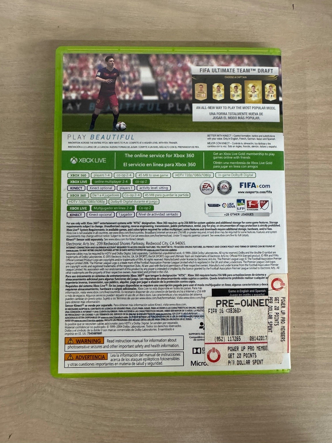 FIFA 16 Xbox 360 Video Game Soccer Sports Xbox Live Kinect Legends