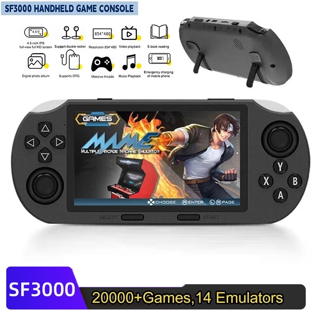 SF3000 Retro Game Console 4.5 Inch IPS Display Preloaded 20000+ Video Games