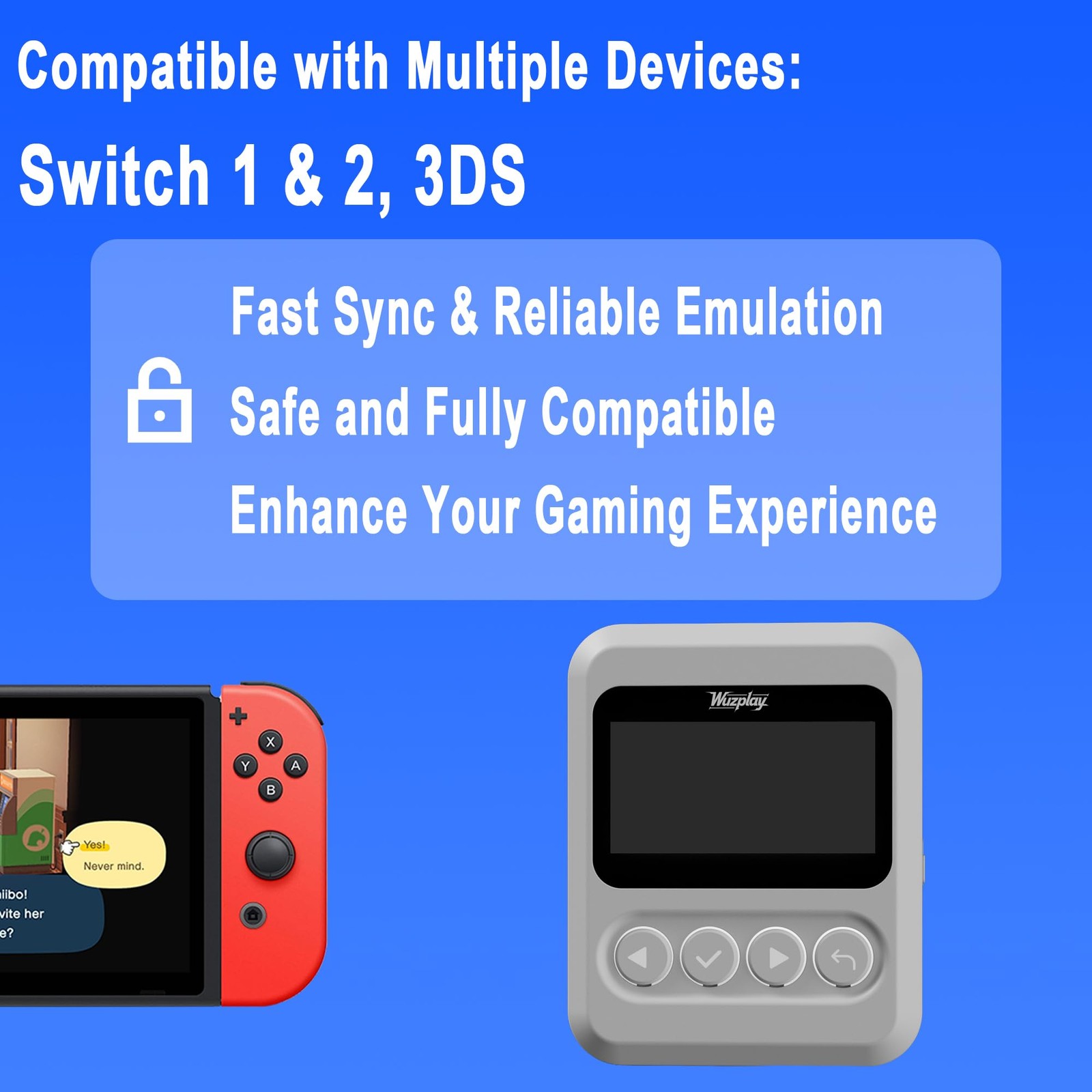 NFC Emulator Compatible with Switch 1 & 2 and Enabled 1.54 inches, Grey