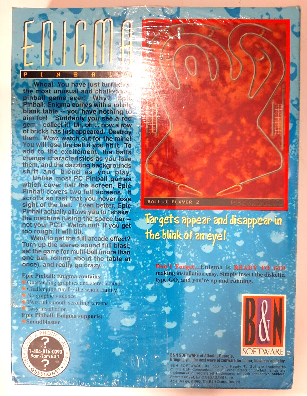 Vintage sealed ENIGMA PINBALL 3.5 diskette PC computer game 1994 NOS