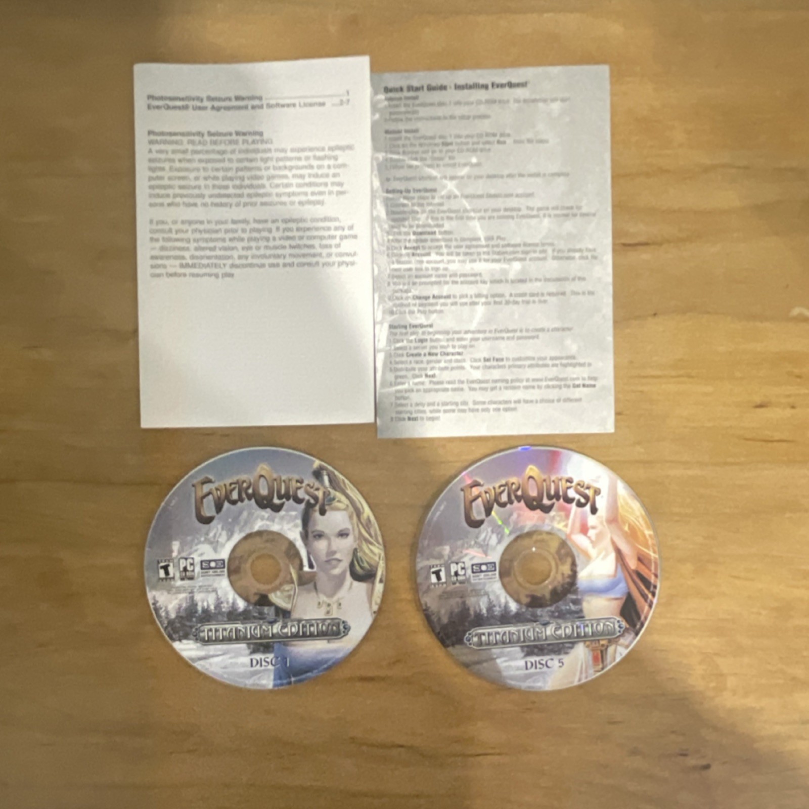 EverQuest: Titanium Edition PC, Manual Included 2006, disc 1 and 5 only