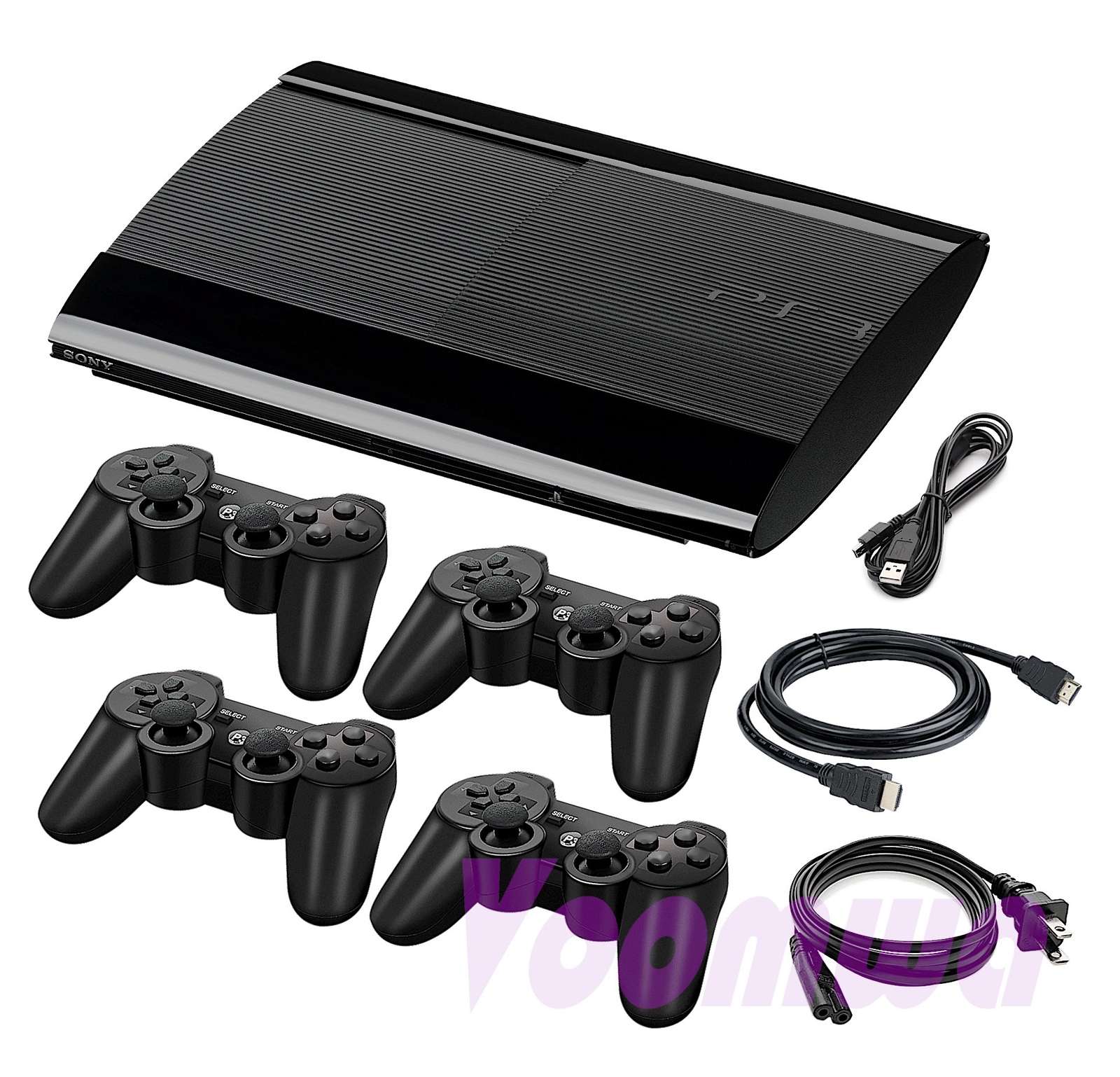 PlayStation 3 PS3 Super Slim Console, Pick 1-4 Controllers, 12GB, 250GB or 500GB