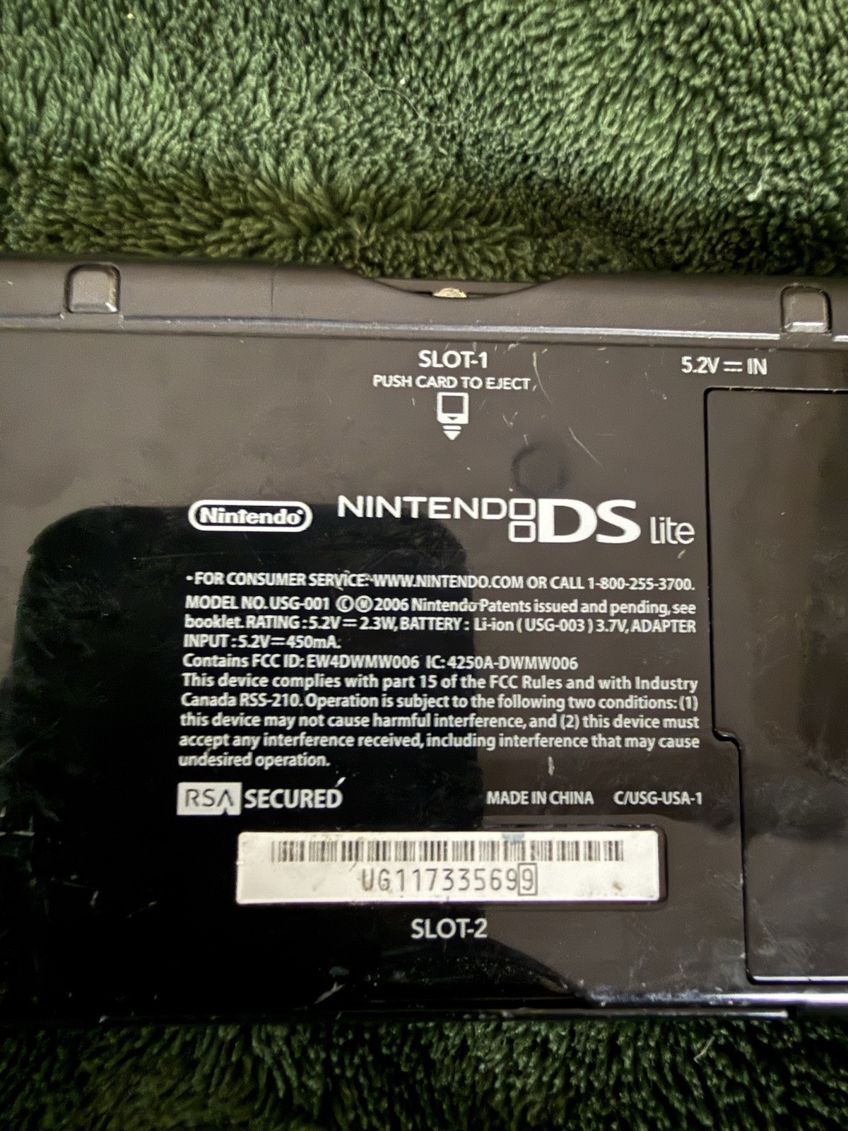 Onyx Black Nintendo DS Lite handheld game console
