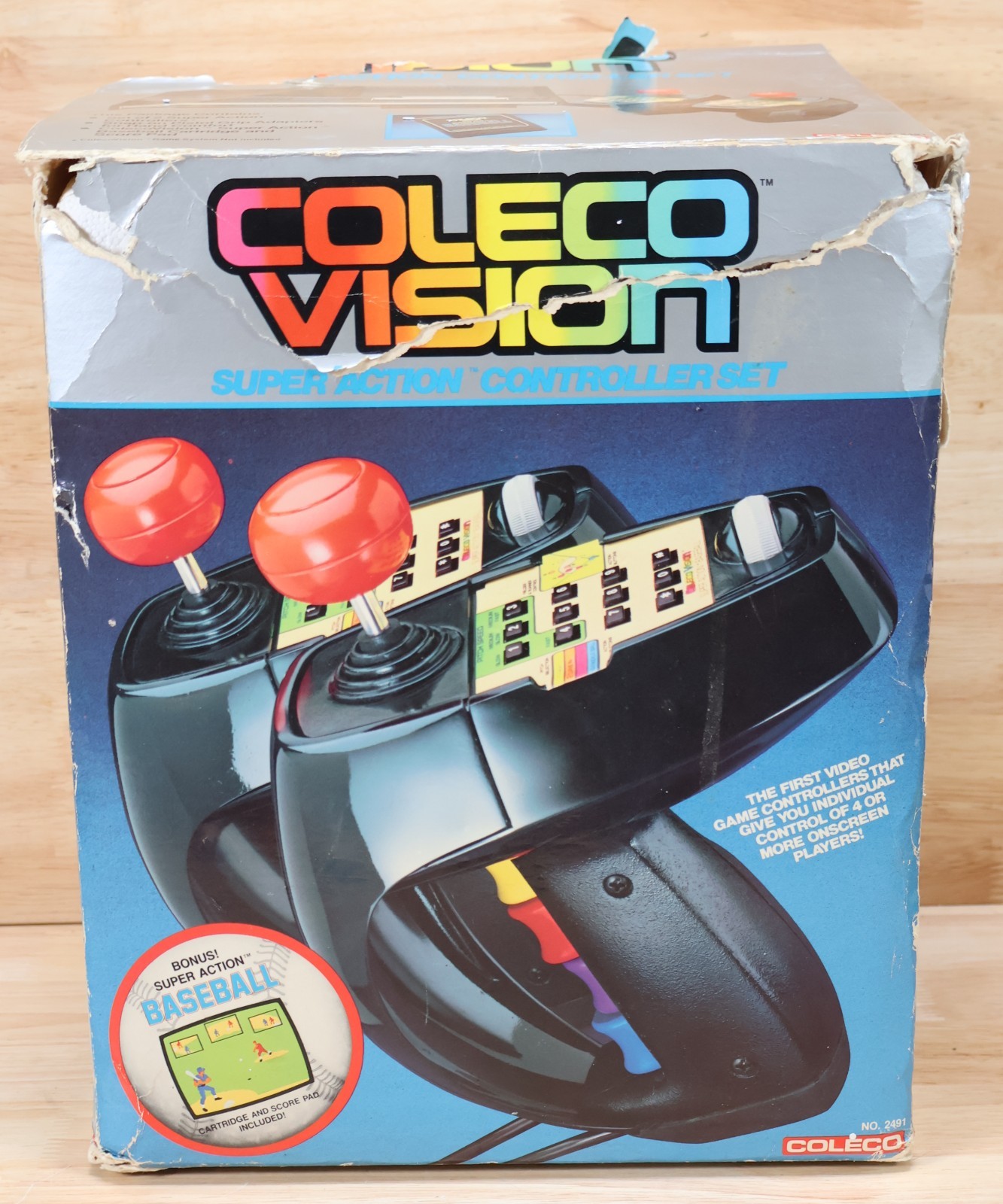 ColecoVision Super Action Controller Set With Box Baseball Game & Manual 1983