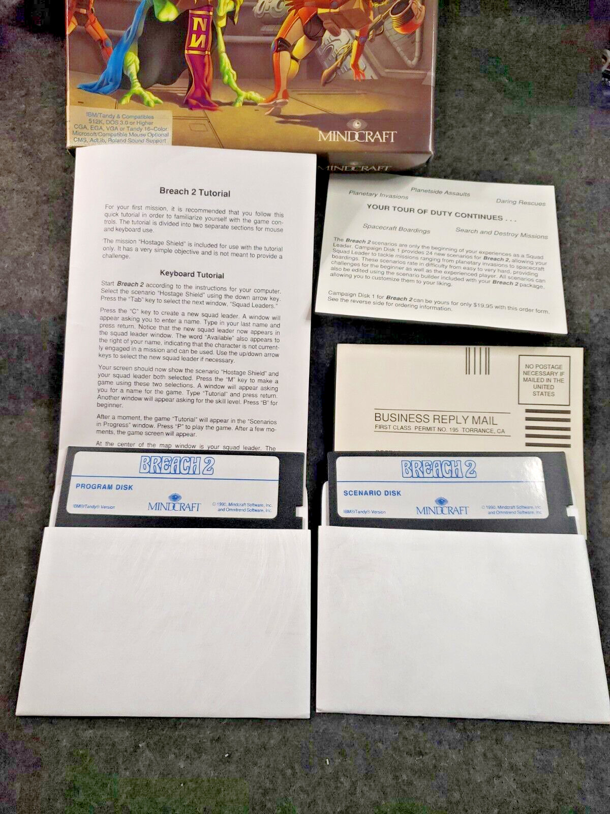 Breach 2 Mindcraft Game – (IBM, 1990) 5.25” Floppy – PC Big Box ……….(SB3)