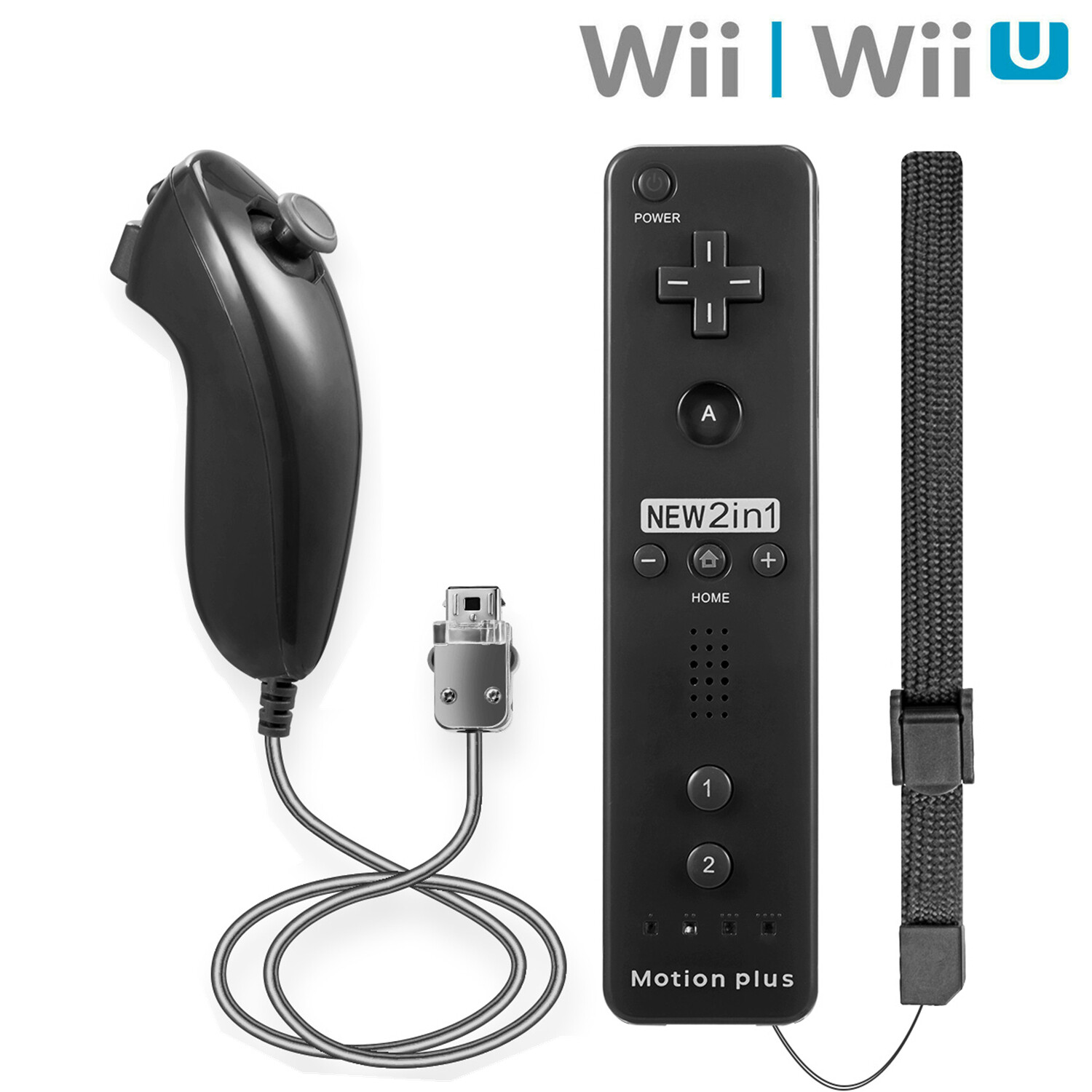 2 in 1 Motion Plus Remote Control + Nunchuck Controller for Nintendo Wii & Wii U