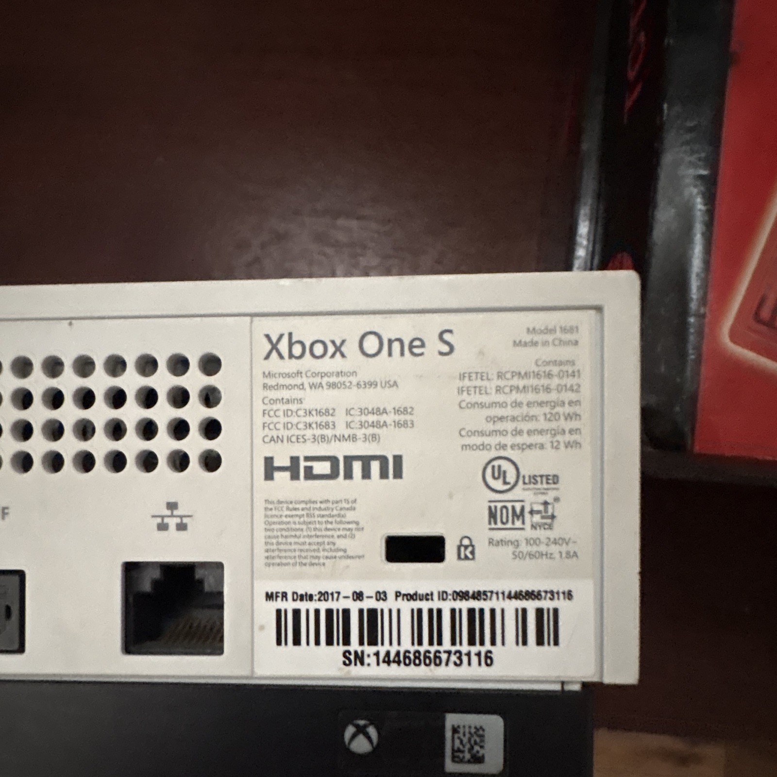 Microsoft Xbox One S White Console MPN 1681 4K UHD NTSC-U/C + Camo Pad